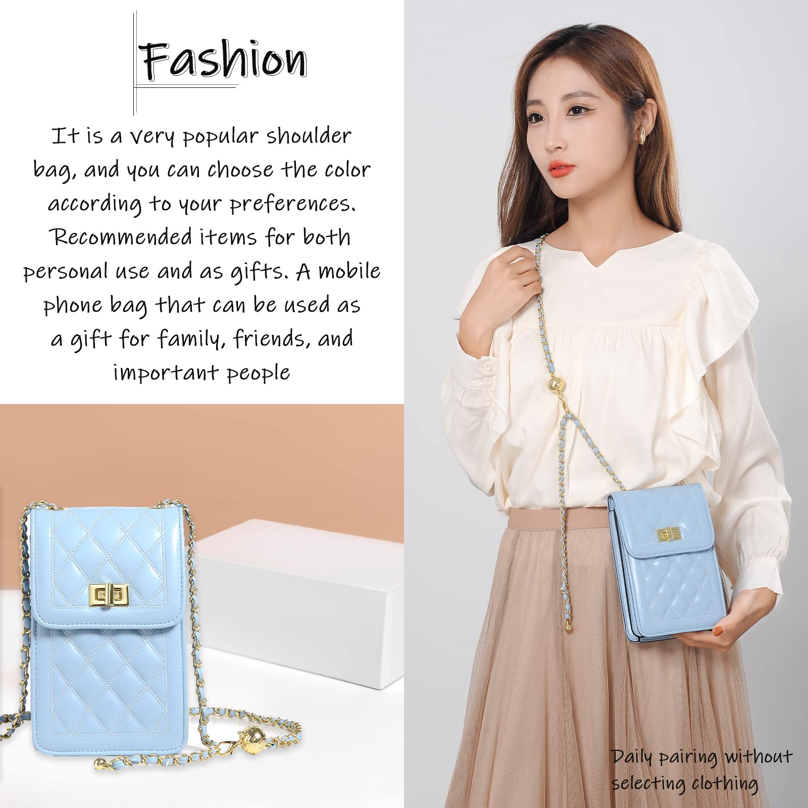 FSD.WG Women's Small Crossbody Leather Phone Purse - Mini Messenger Shoulder Bag with Wallet - Perfect for Travel, Shopping & Everyday Use