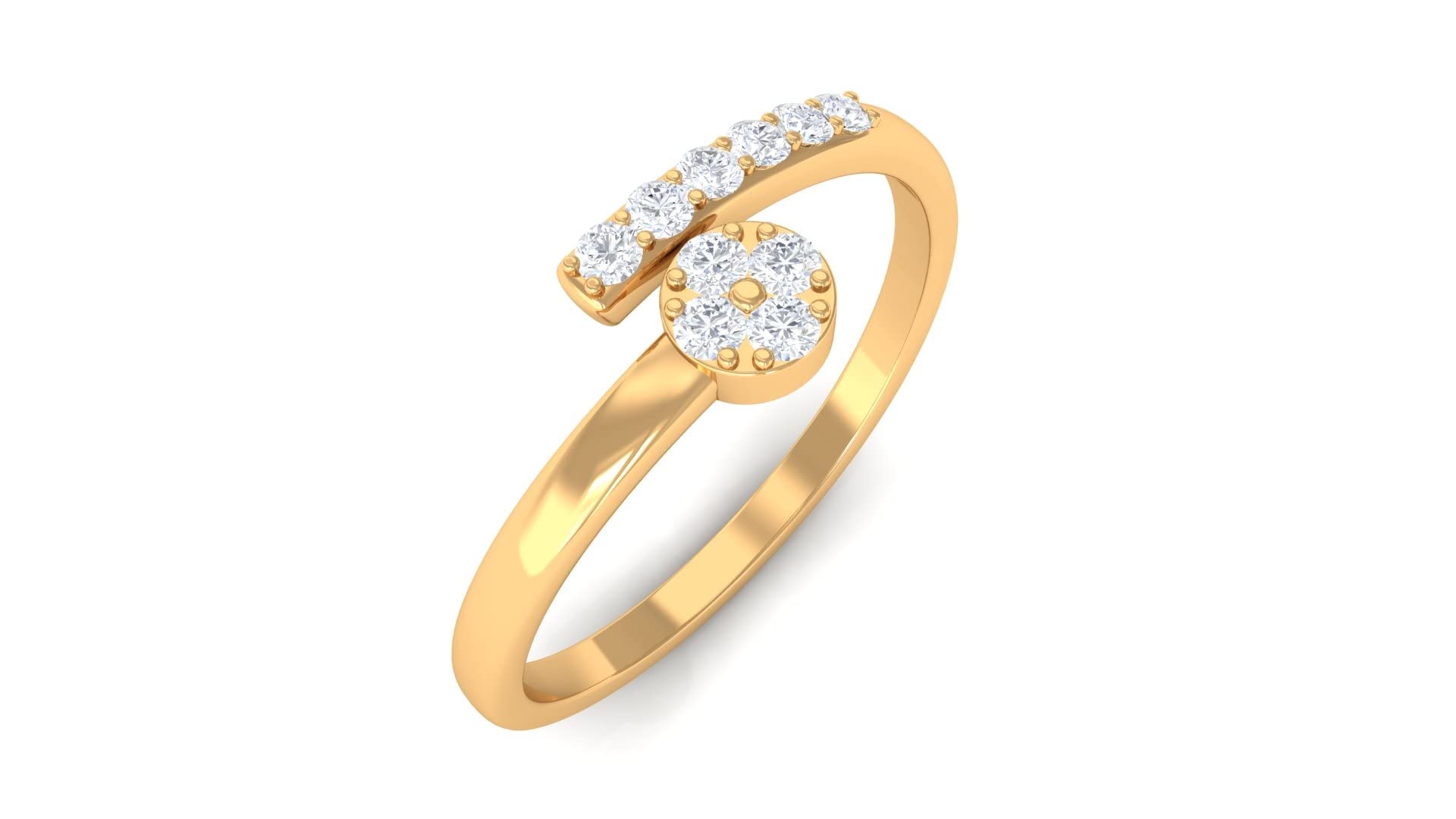1/4 CT Round Cut Diamond Minimal Promise Ring - Certified 14K Solid Gold Women's April Birthstone Ring for Engagement, Anniversary & Special Occasions