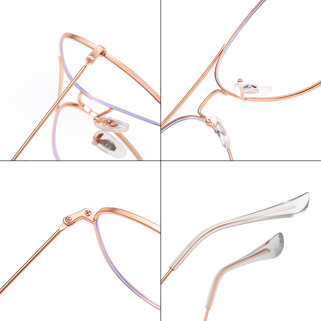 Junsika Blue Light Blocking Glasses for Women & Men - Classic Aviator Style Computer Glasses with Clear Lens & Metal Frame - Reduce Eye Strain for Gaming, Office Work & Screen Use