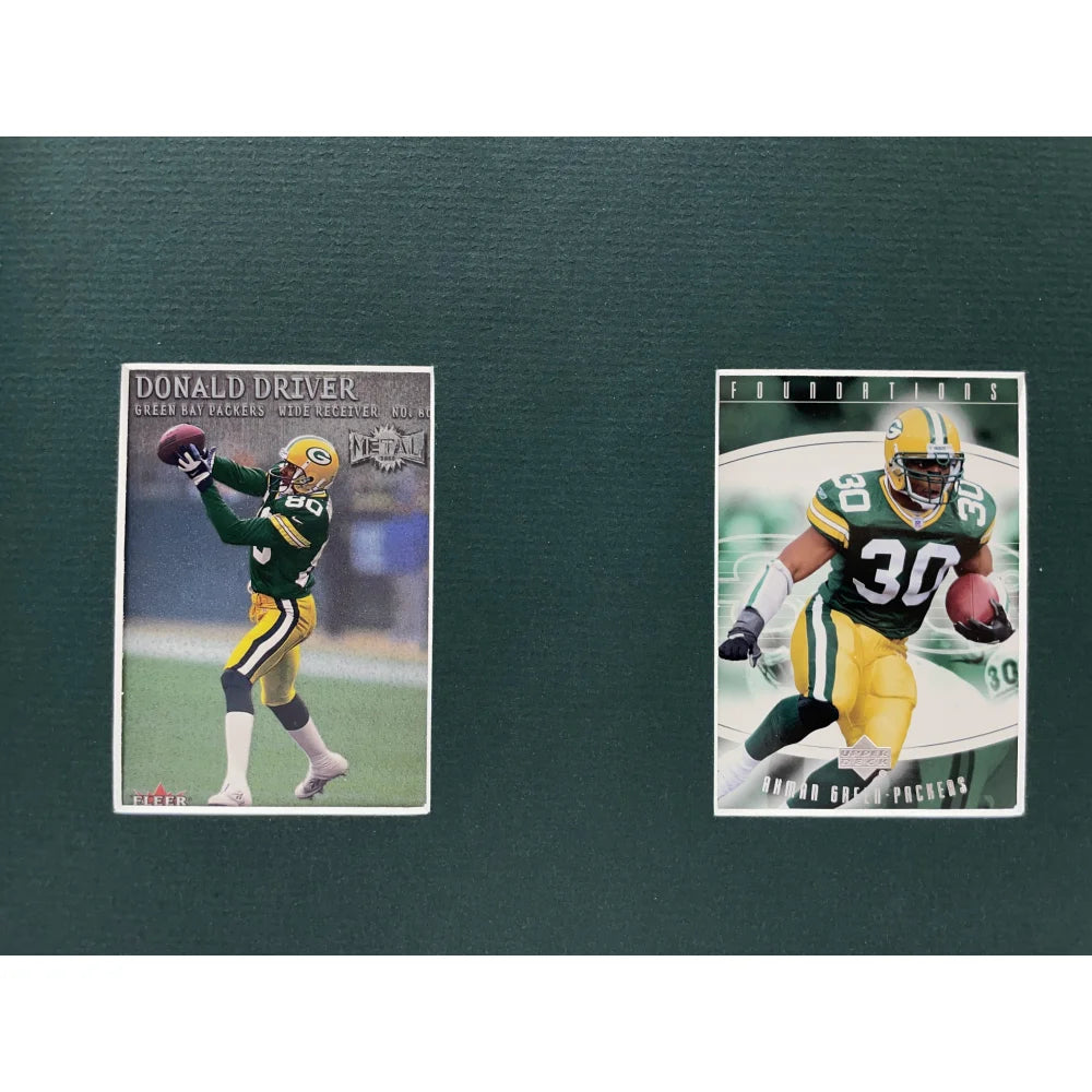 Green Bay Packers Framed 10 Football Card Collage - Starr, Rodgers, Favre - Perfect for Man Cave, Sports Bar, or Packers Fan Gift