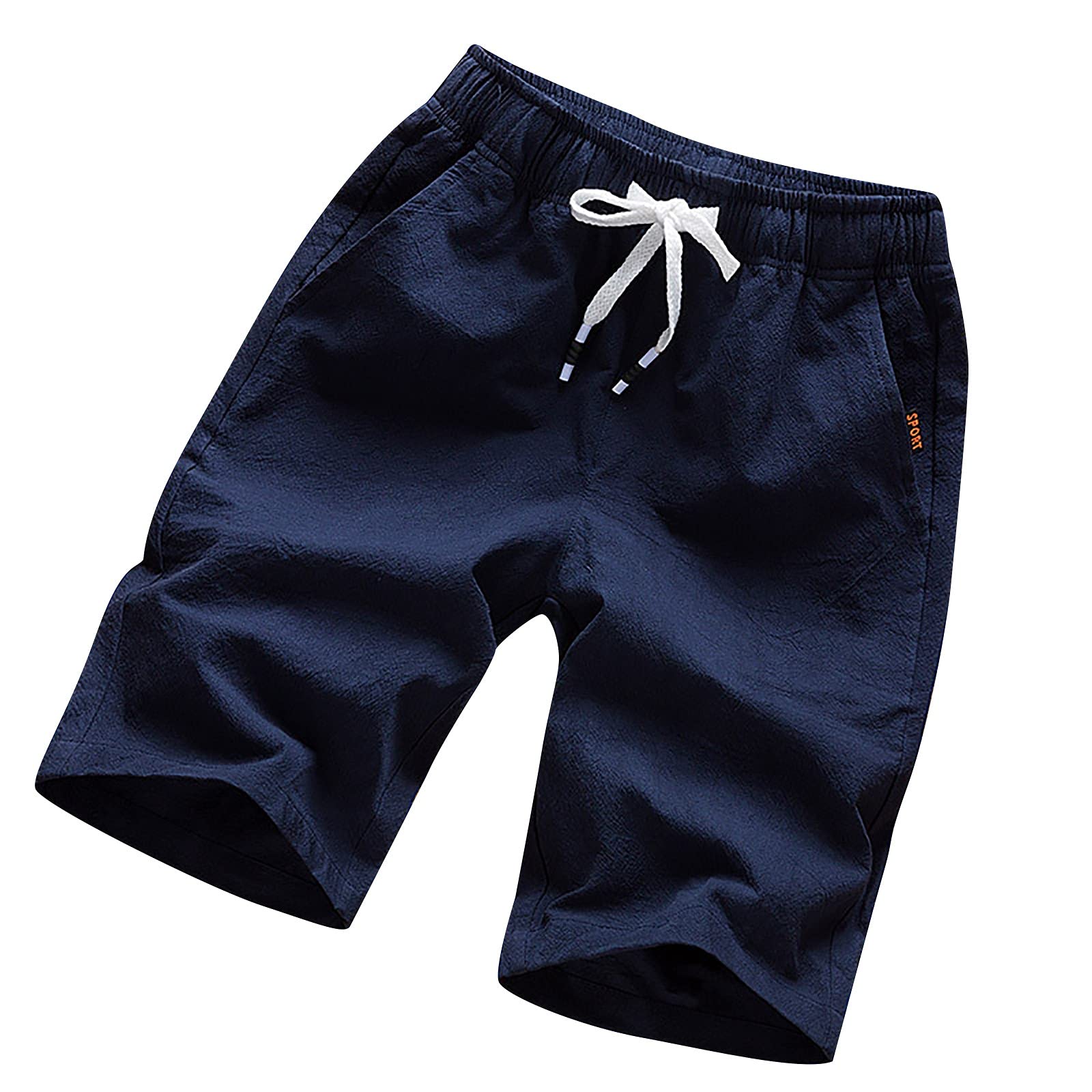 5 Inch Quick Dry Linen Shorts for Men - Elastic Waist Athletic Shorts with Pockets | Perfect for Outdoor Sports, Summer Fitness, Lounge & Workout | Lightweight & Breathable Activewear