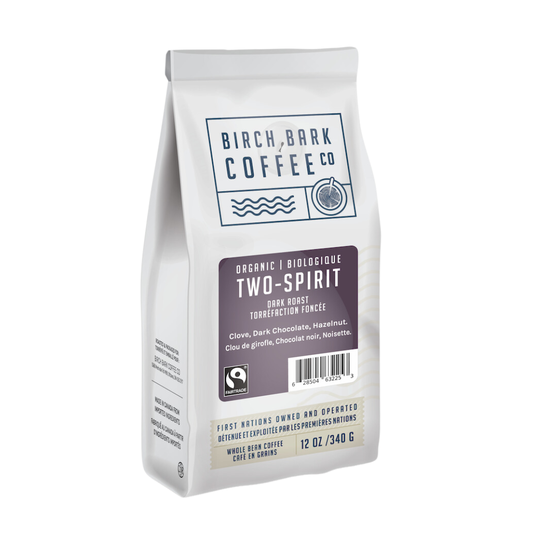 Organic Birch Bark Two Spirit French Roast Fair Trade Whole Bean Coffee, 12 oz - Premium Dark Roast Coffee Beans for French Press, Drip & Espresso - Perfect for Morning Brew & Gifts