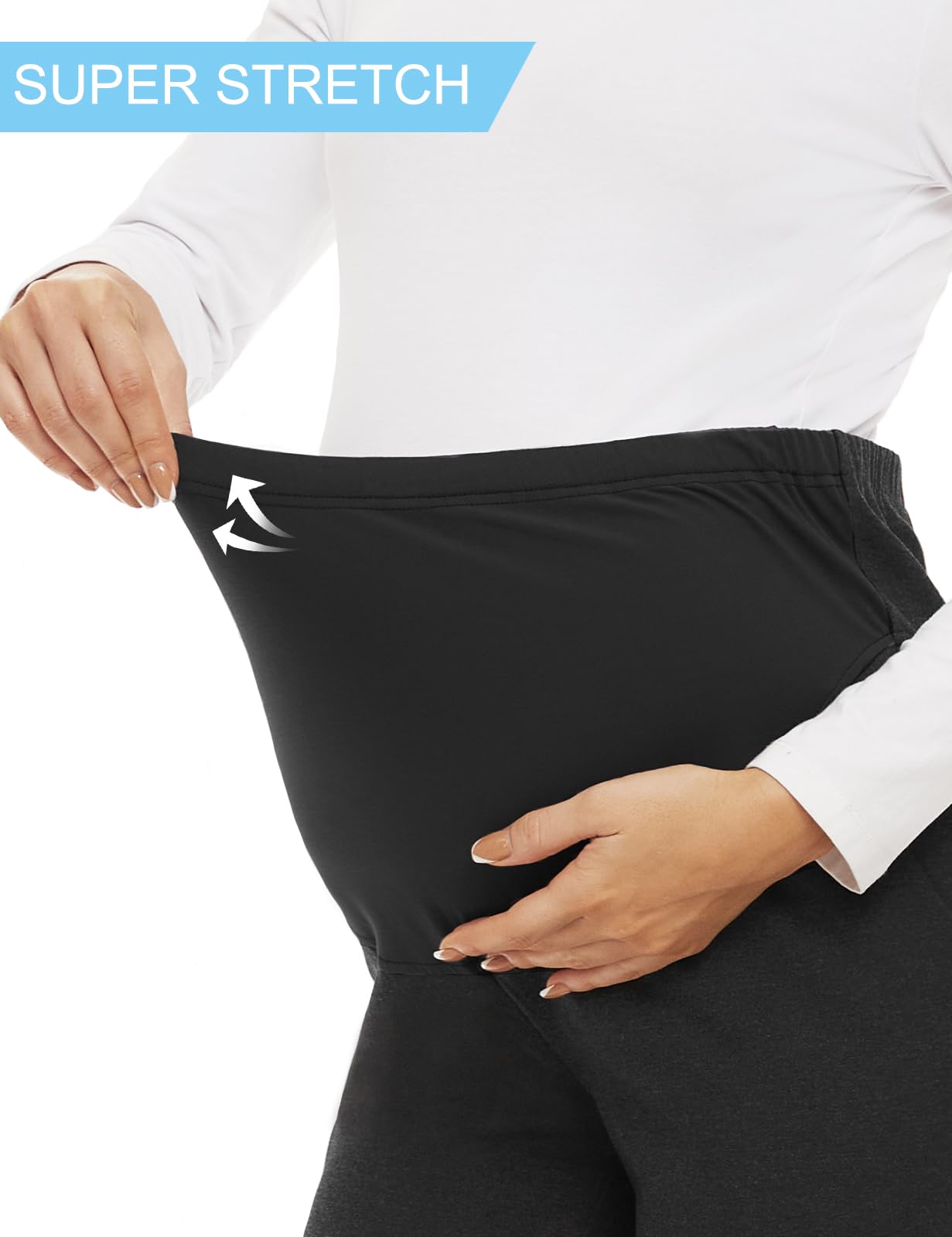 Tapata Women's Maternity Bootcut Dress Pants - Over Belly Pregnancy Work Pants with Pockets (28