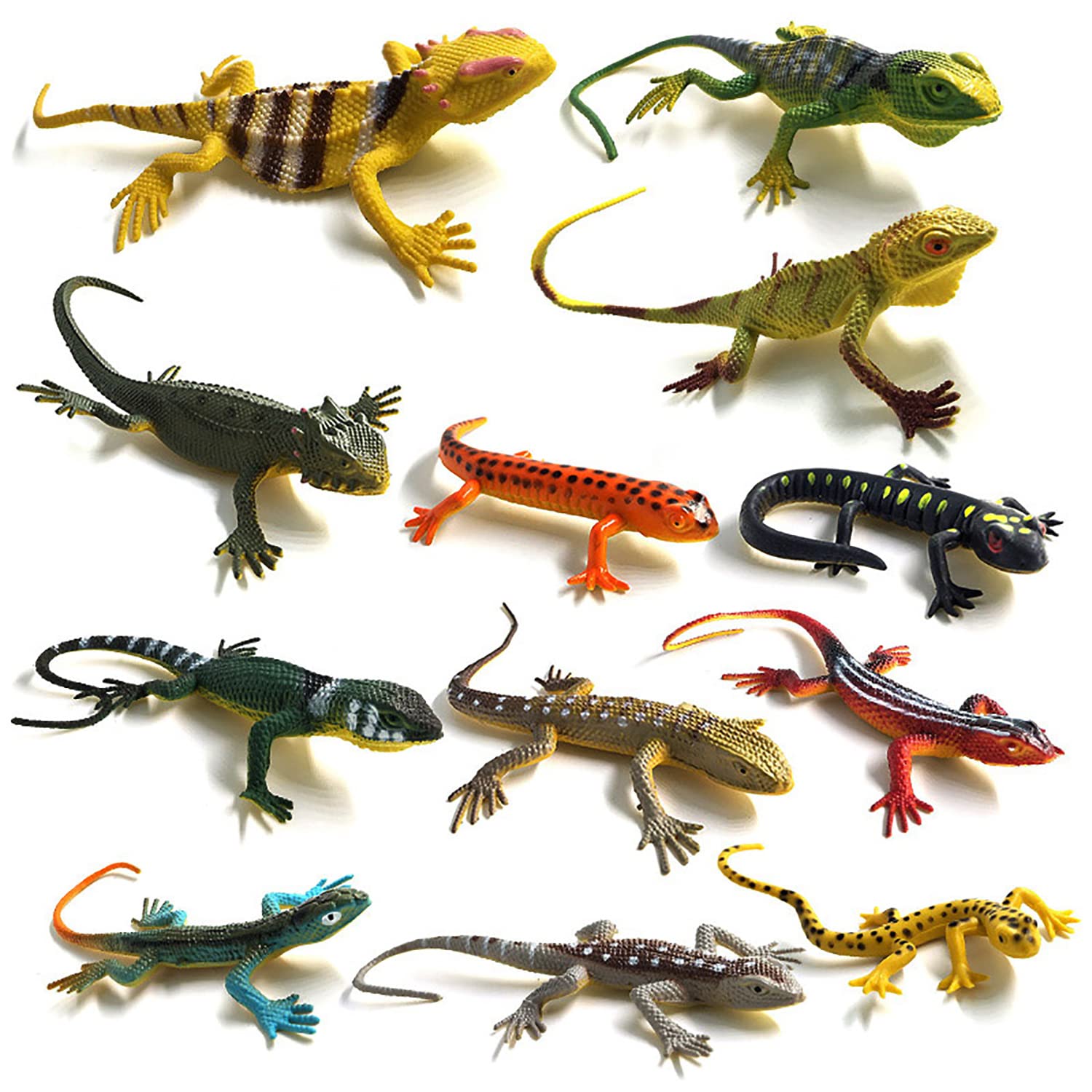 12 Pcs Realistic Rubber Lizard Toys - Fake Reptile Figures for Kids, Educational Animal Toys, Party Favors, Gag Gifts & Prank Props (5.5 Inch, 12 Styles) - Perfect for Science Projects, Halloween Decor & Practical Jokes