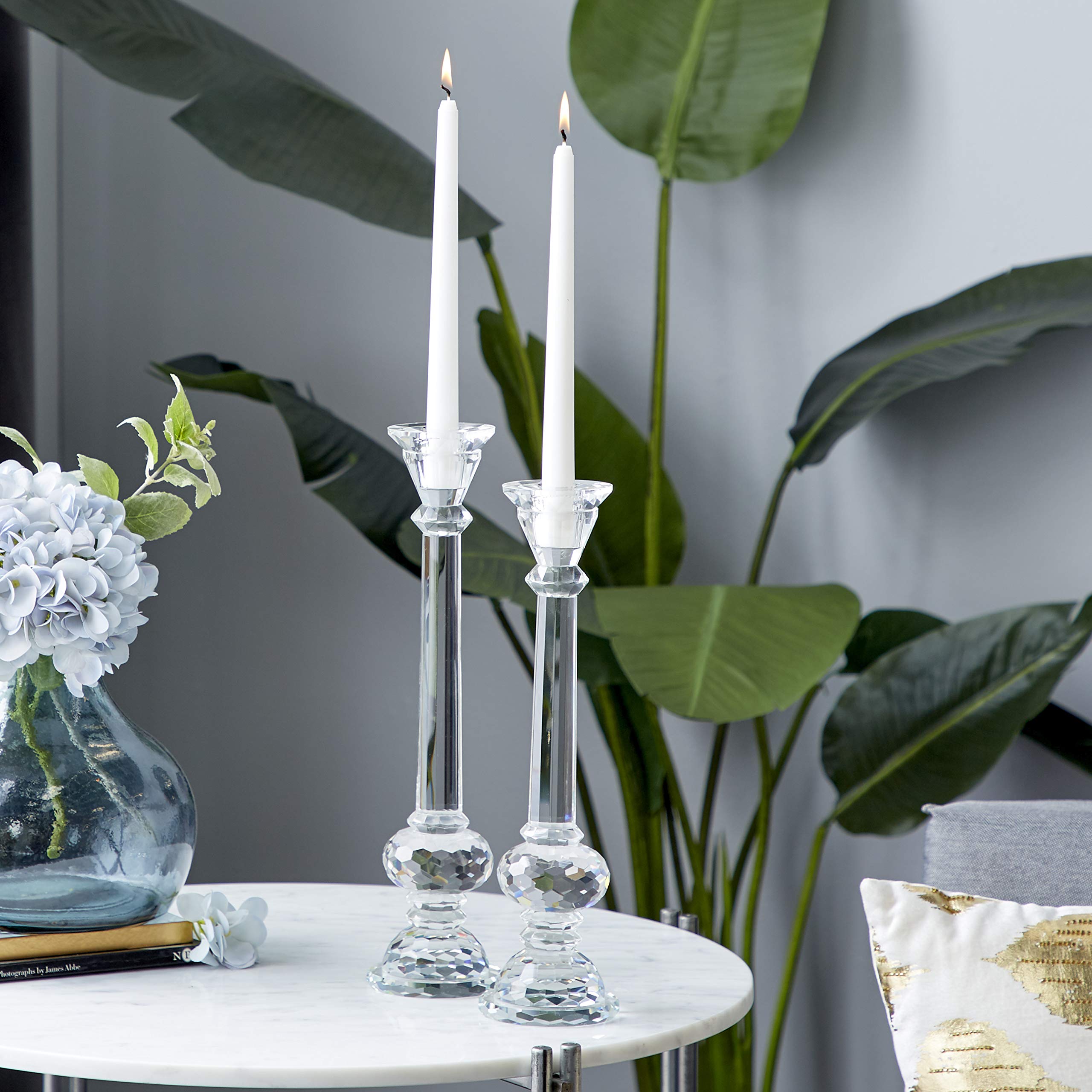 Deco 79 Clear Glass Candle Holders Set of 2 - 13