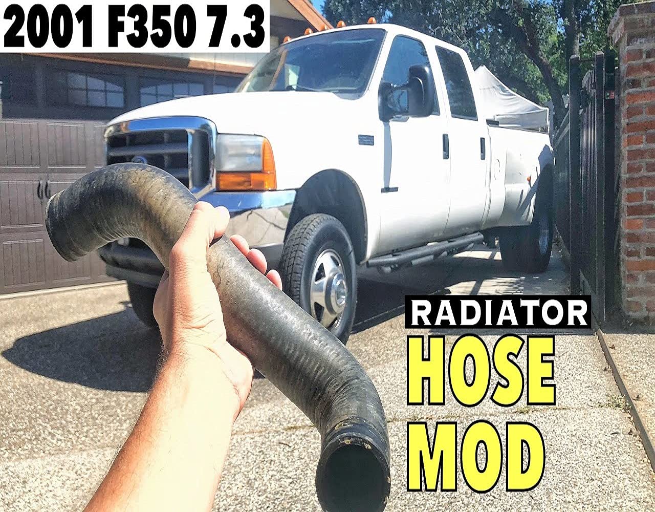 Heavy Duty Silicone Coolant Hose Kit - Upper & Lower Radiator Hose for 2001-2003 Ford 7.3L Powerstroke F-250 F-350 Excursion - High Pressure & Heat Resistant with Reinforced Fibers (Black) - Perfect for Engine Cooling System Upgrades & Off-Road Performance