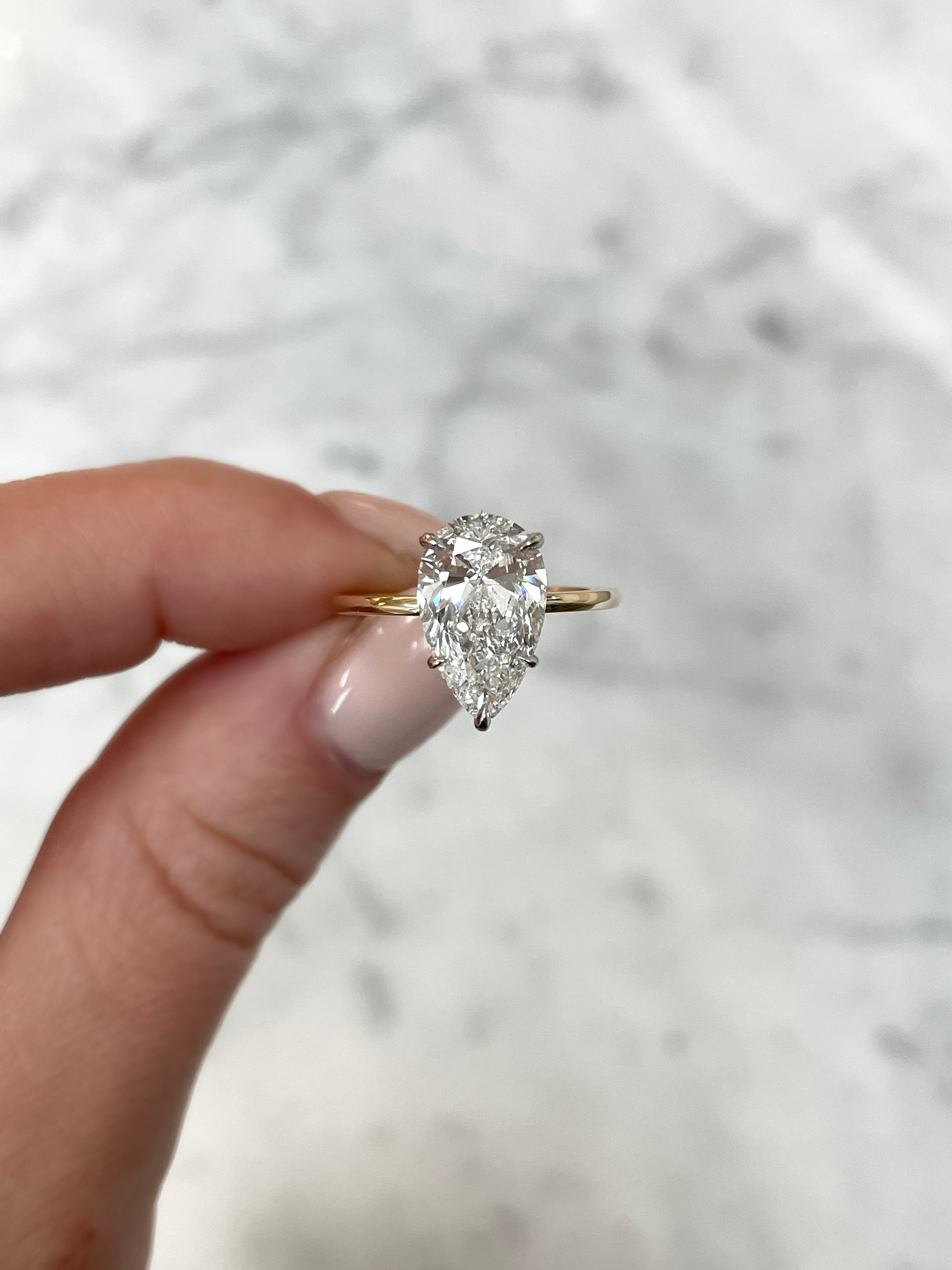 3.01 Carat Pear Cut Whisper Thin® Diamond Engagement Ring - Perfect for Proposals, Anniversaries & Special Occasions