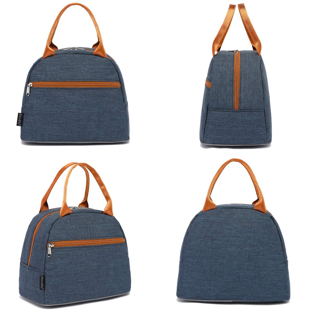 FlowFly Insulated Lunch Bag Tote - Reusable Cooler Lunch Organizer for Women & Men - Navy Blue - Perfect for Work, School, Picnics & Outdoor Activities