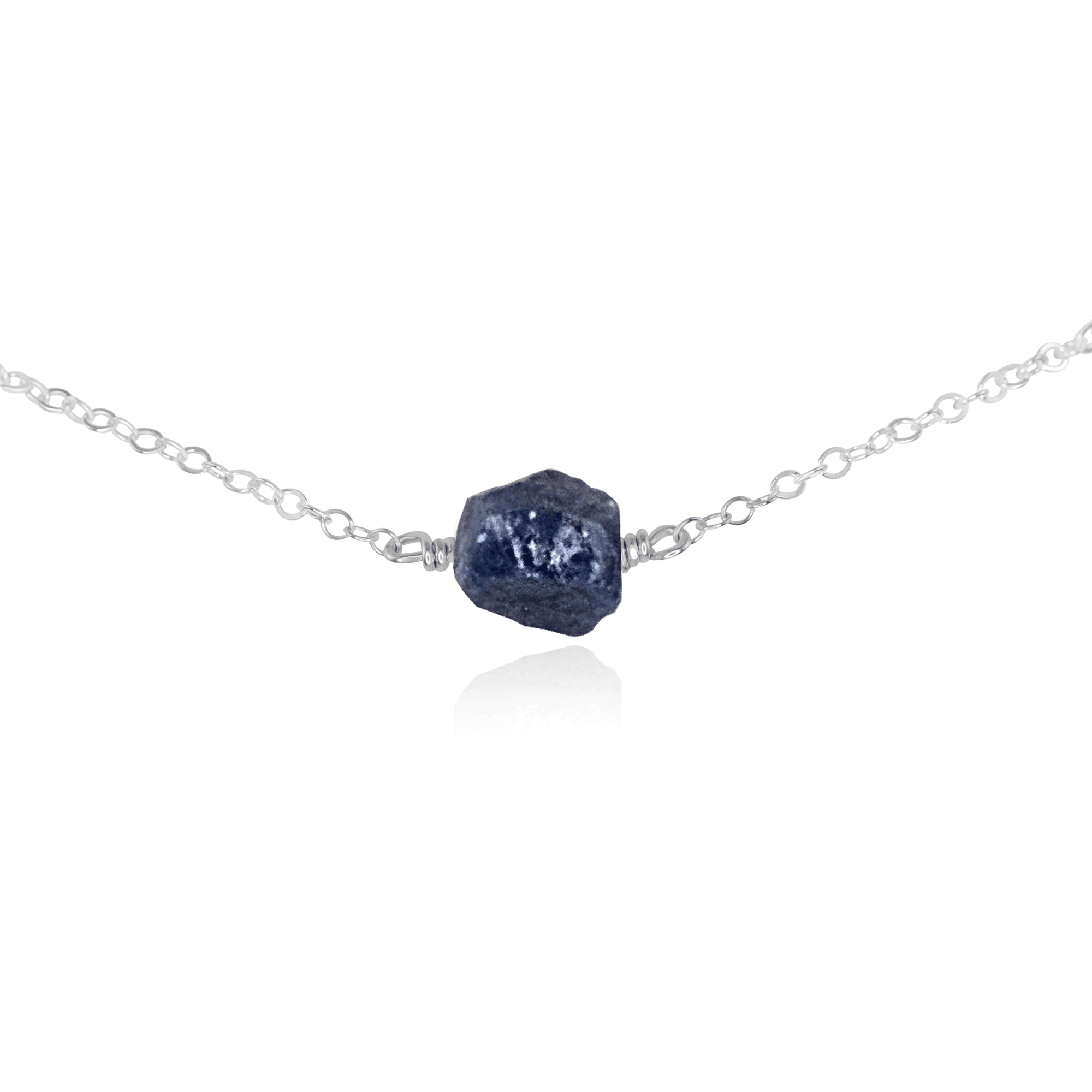Natural Tiny Raw Sapphire Crystal Nugget Choker Necklace - Dainty Bohemian Jewelry for Women - Perfect for Layering, Everyday Wear & Spiritual Healing