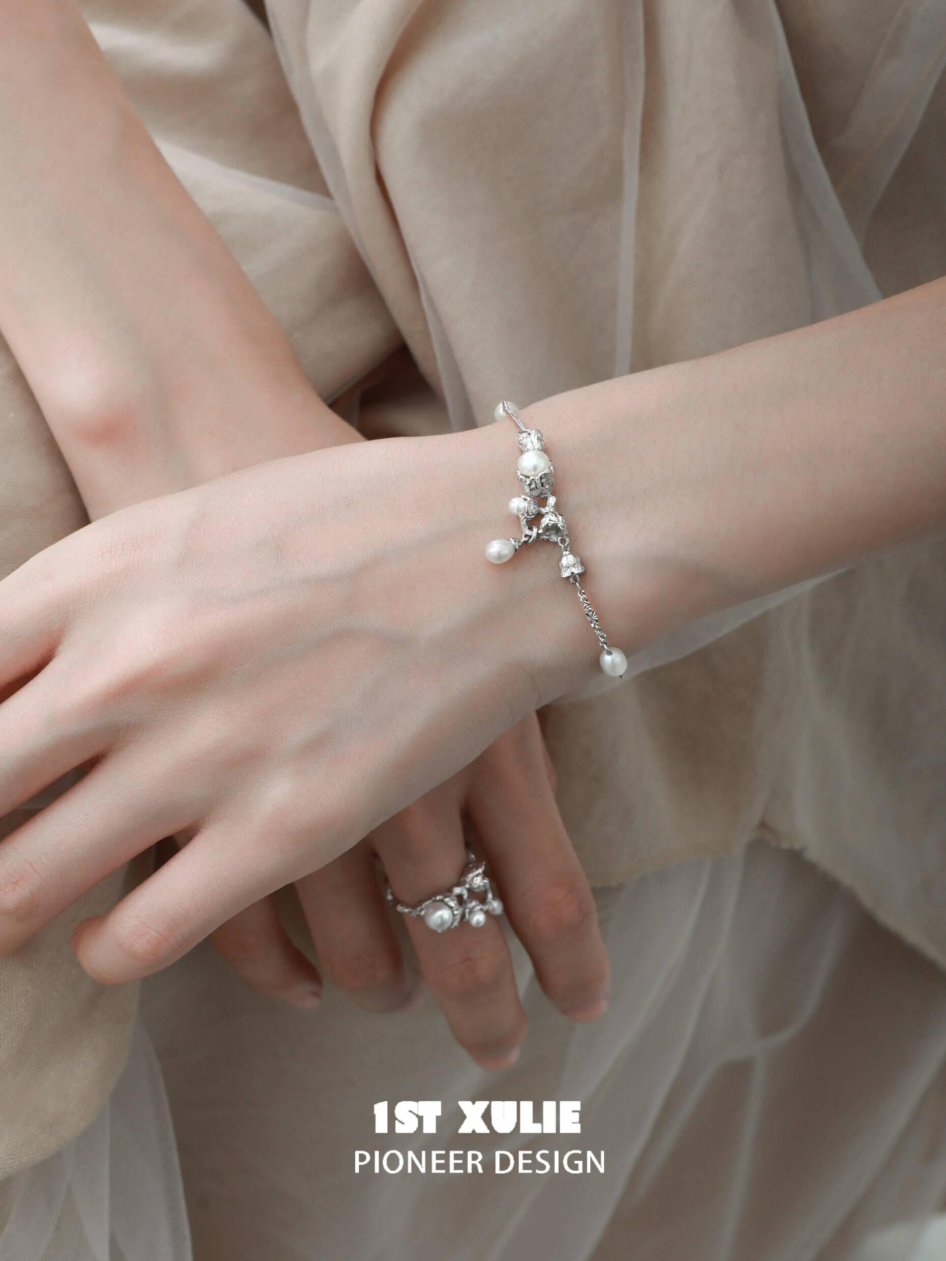 Tears of Mermaid S925 Sterling Silver Tulip Pearl Bracelet for Women - Elegant Floral Jewelry Gift for Birthday, Anniversary & Special Occasions