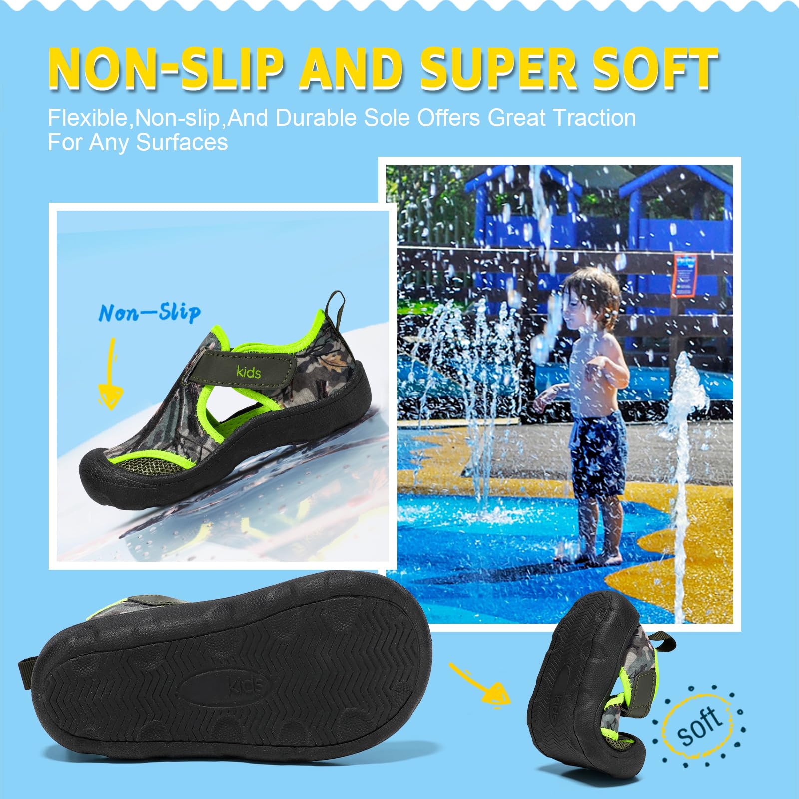 **Kids Quick-Dry Water Shoes for Beach, Pool & Swimming - Non-Slip Cute Toddler Aqua Shoes for Boys & Girls**    (*Perfect for beach vacations, pool parties, water parks, and summer outdoor activities!*)