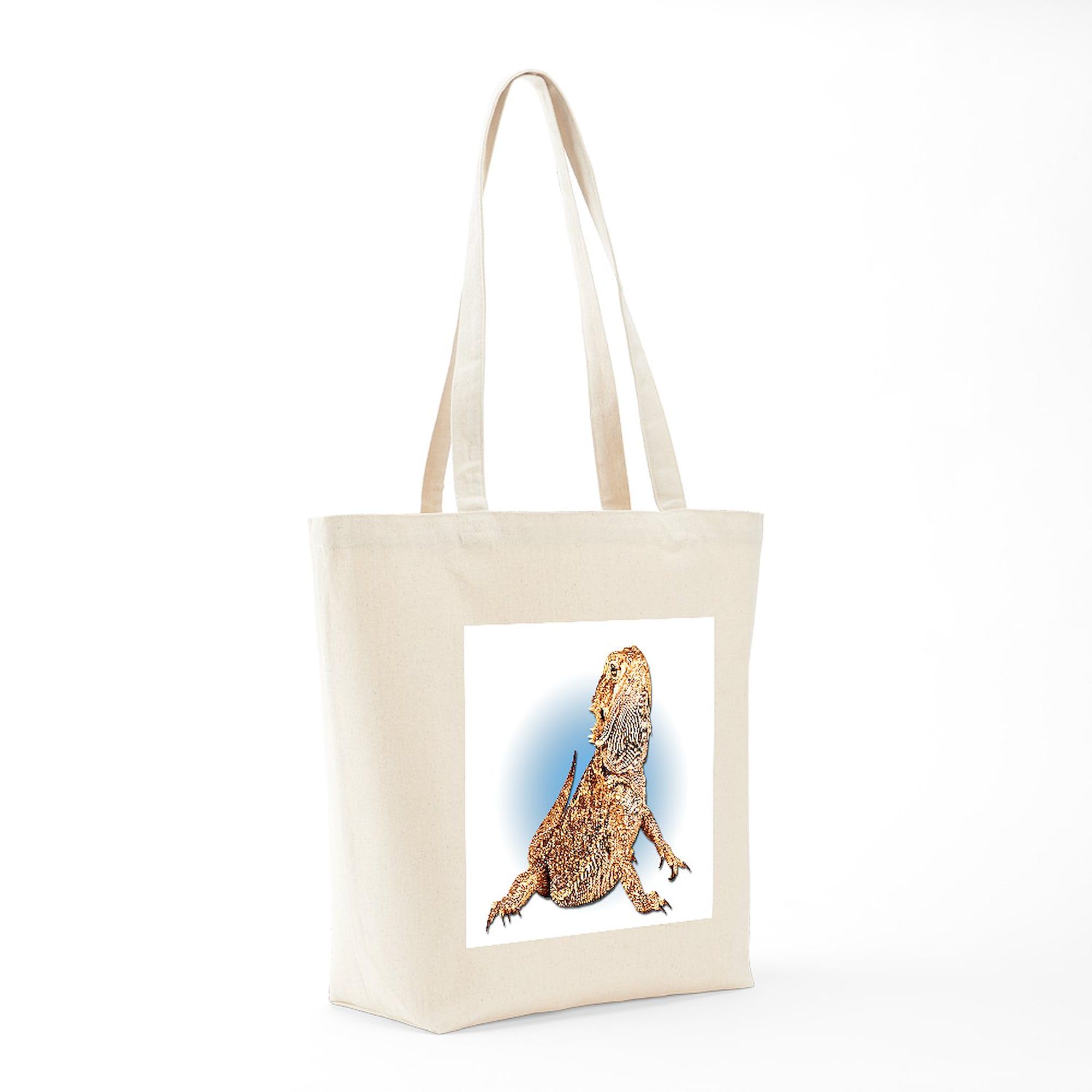 Bearded Dragon Tote Bag - Natural Canvas Reusable Shopping Bag for Pet Lovers | Eco-Friendly Grocery Tote for Reptile Enthusiasts & Daily Use