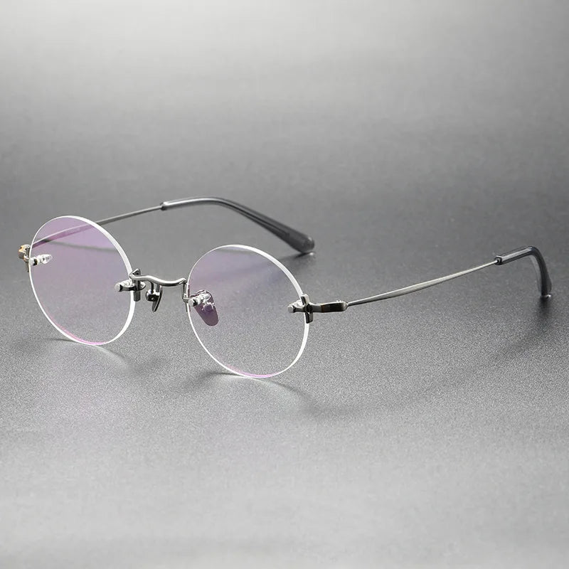 Aimee Men's Rimless Round Titanium Eyeglasses 14272 - Lightweight & Durable Titanium Frame for Reading, Computer Work & Everyday Use