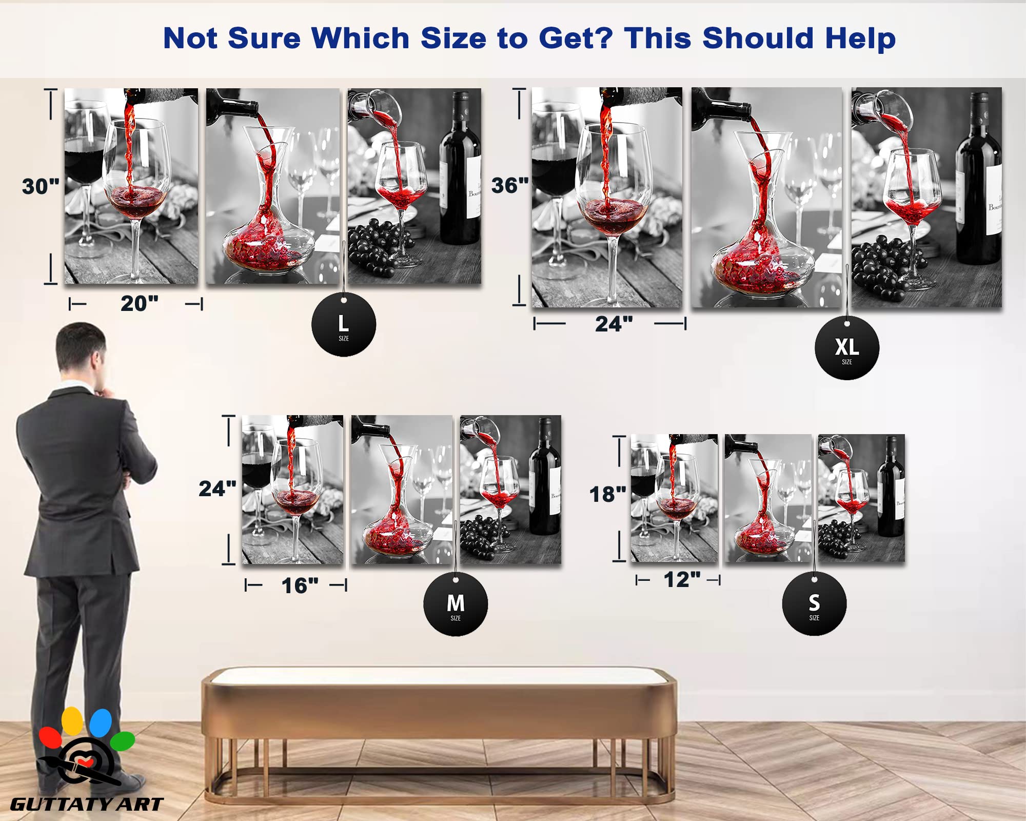 GUTTATY Modern Canvas Wall Art Set - 3PCS 20