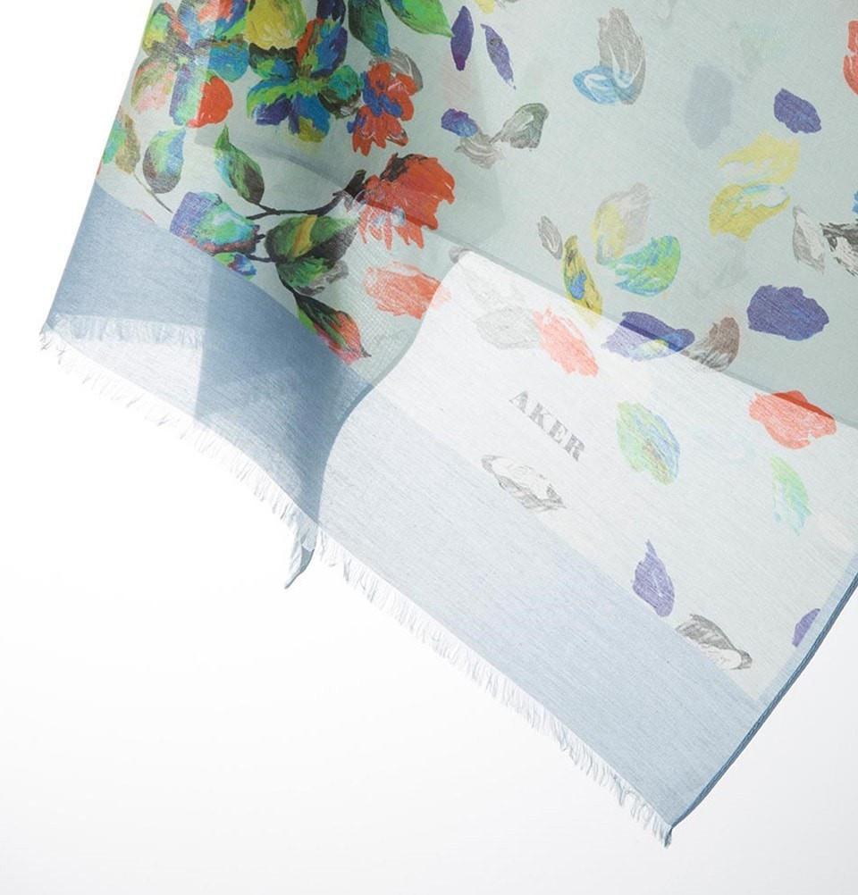 Aker Soft Silk Cotton Patterned Shawl Scarf Wrap - Elegant Floral Design #7312 422 for Women, Perfect for Parties, Weddings & Evening Events