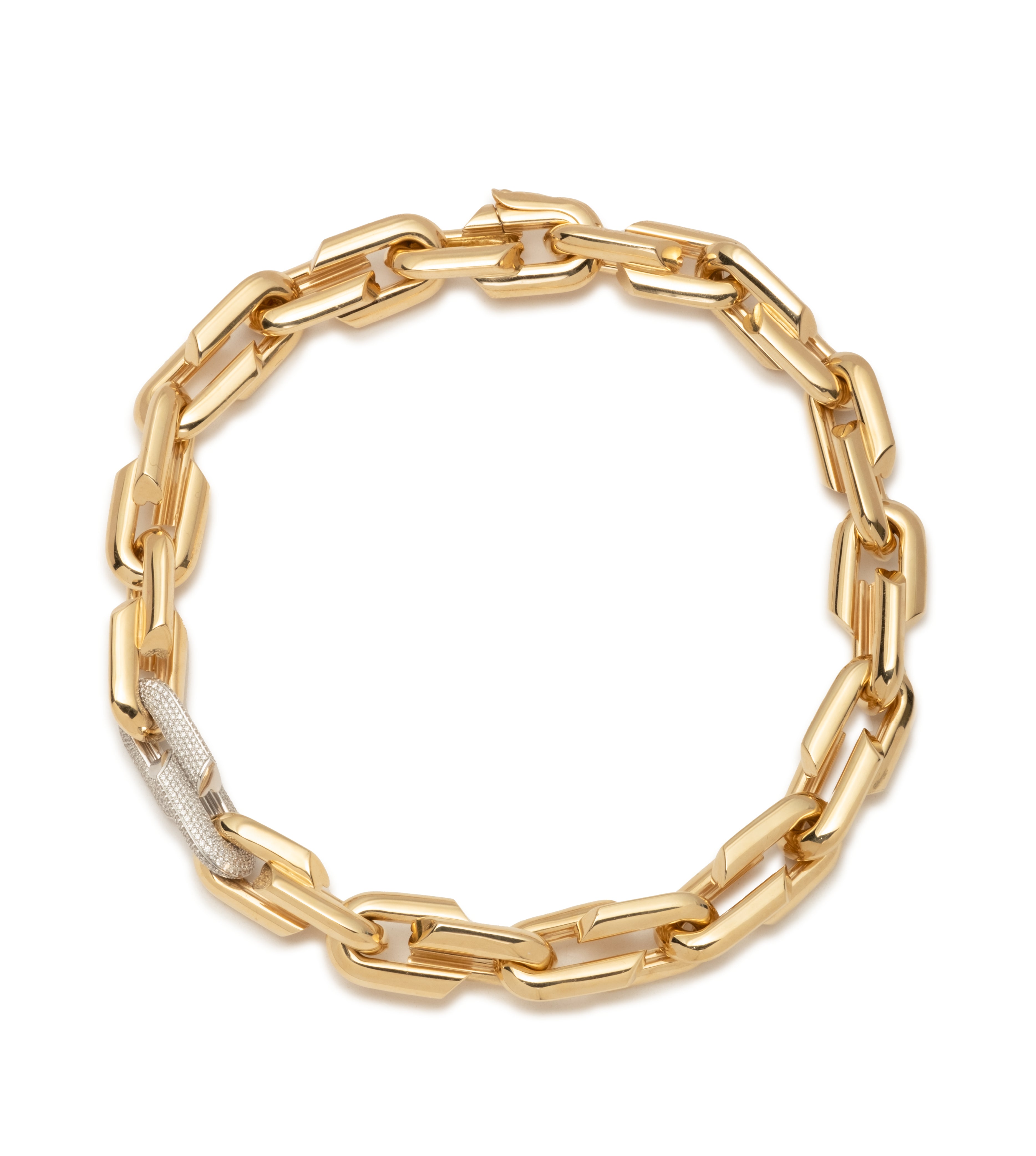 Oversized Strong Hearts Love Single Pave Link Chain Necklace - Elegant Dainty Gold Plated Jewelry for Women, Perfect Gift for Valentine's Day, Anniversary & Romantic Occasions