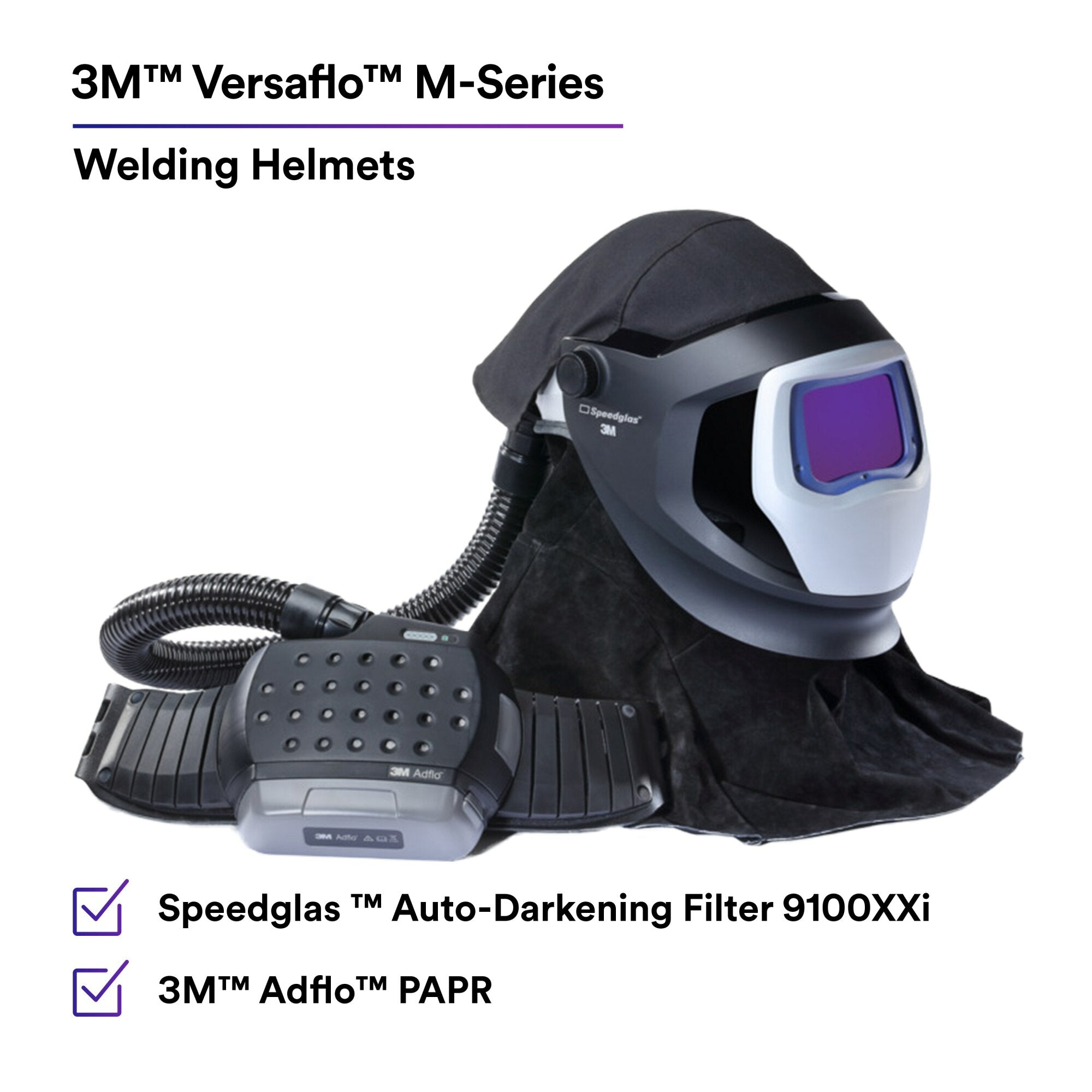 3M Adflo PAPR & Versaflo M Series Welding Helmet Kit with Speedglas Shield - Respiratory Protection for Industrial Welding & Metalwork