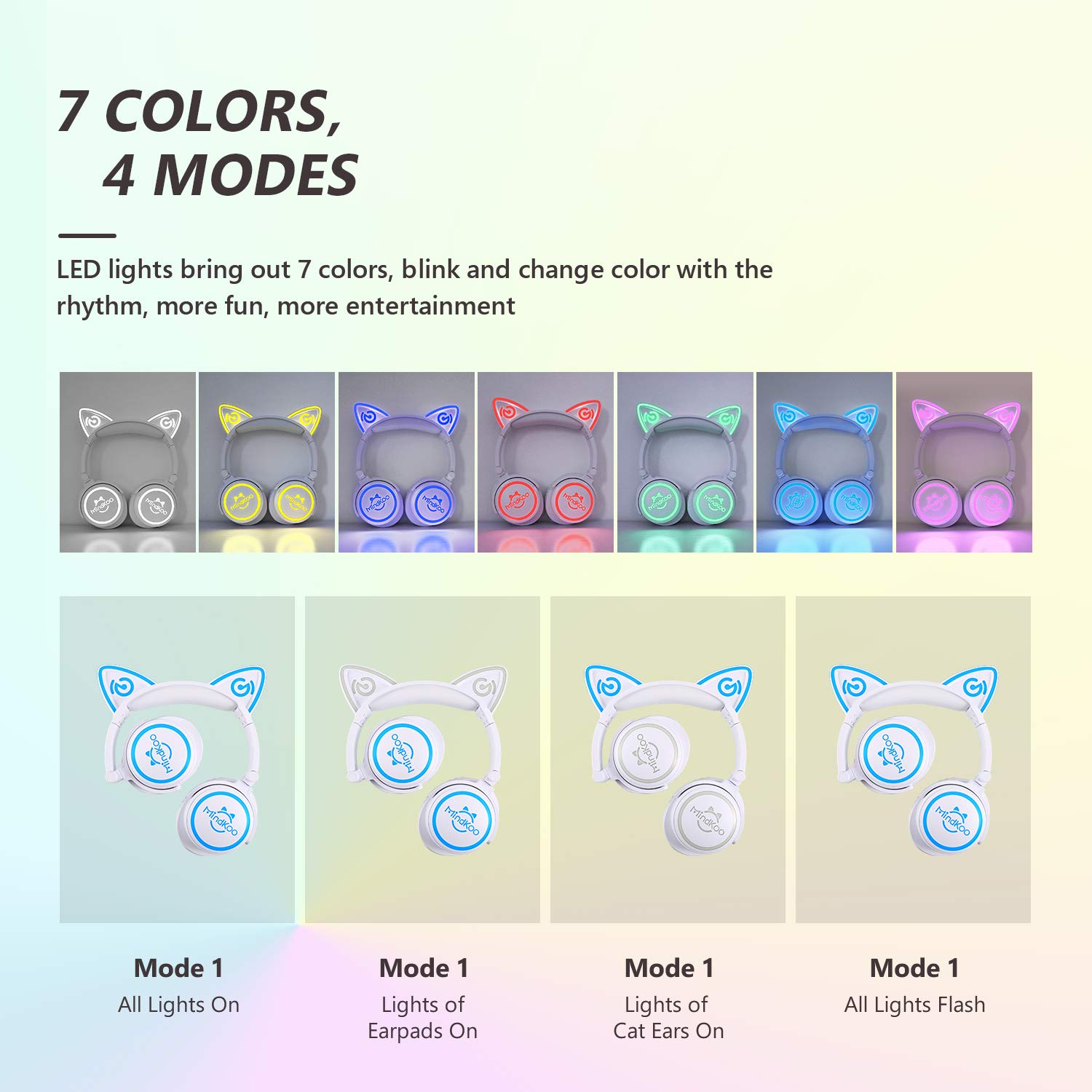 **Cat Ear Headphones for Kids & Adults - Wired & Wireless LED Light Up Foldable Bluetooth Headphones with Microphone - Perfect for Travel, iPad, Tablet, School & Gaming Gifts**