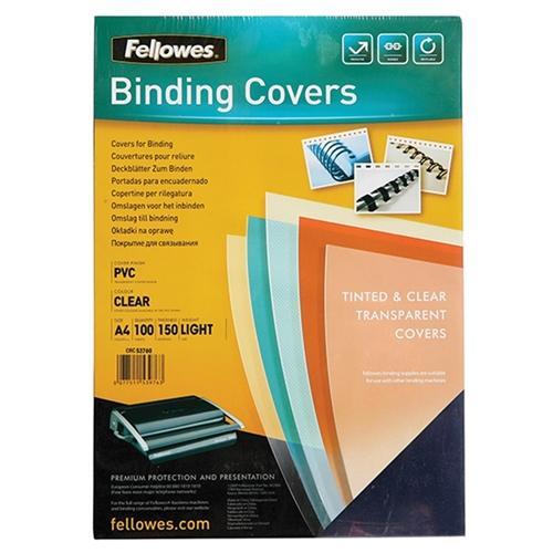 Premium A4 Clear Binding Covers 150 Micron - Pack of 100 by Fellowes | Ideal for Office Documents, School Projects & Professional Presentations
