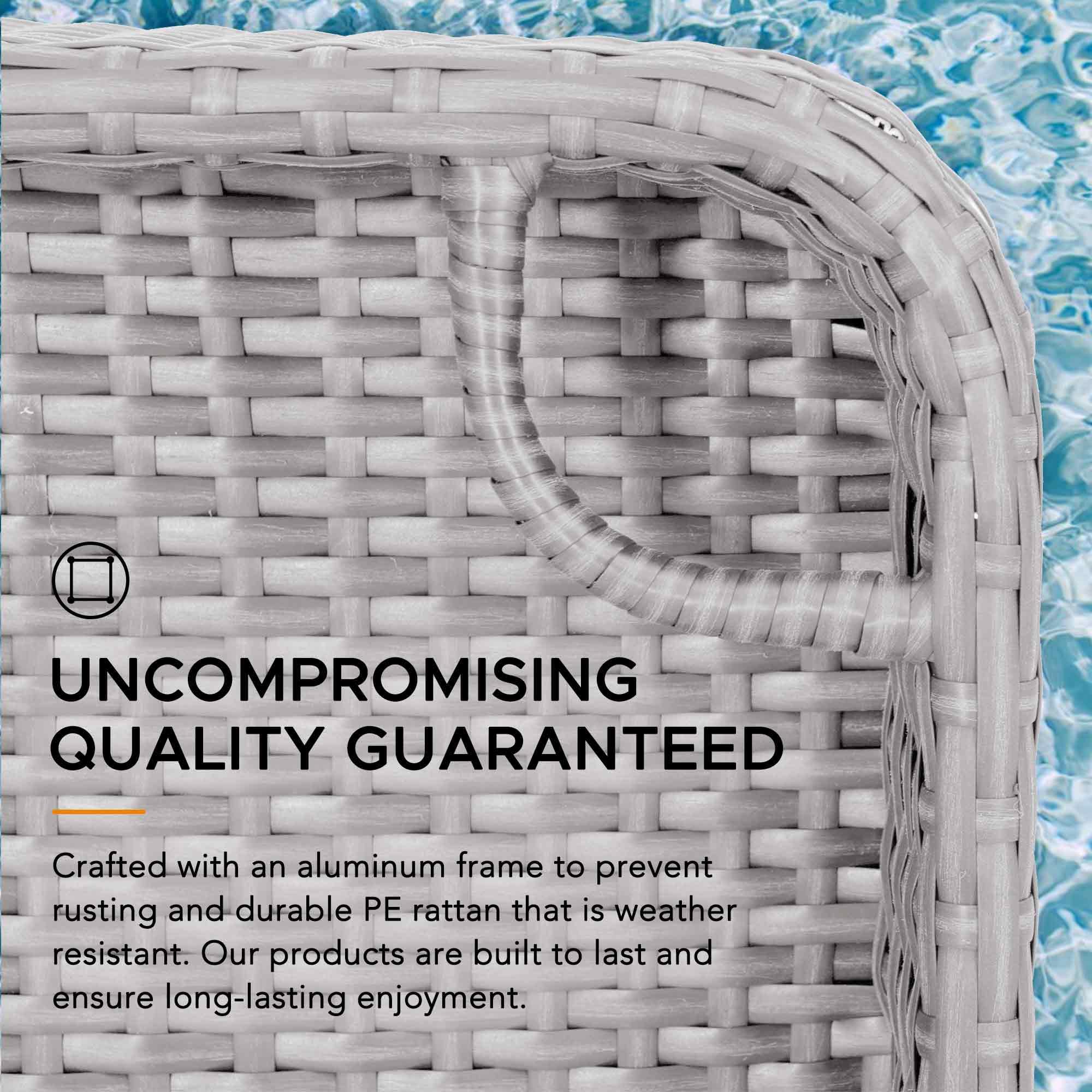 Sunjoy 36x24 Inch Wicker Floating Pool Tray with Aluminum Frame - Waterproof Floating Serving Tray for Drinks, Snacks & Essentials - Fits Most Swimming Pools - Perfect for Pool Parties, Relaxation & Summer Fun - Grey