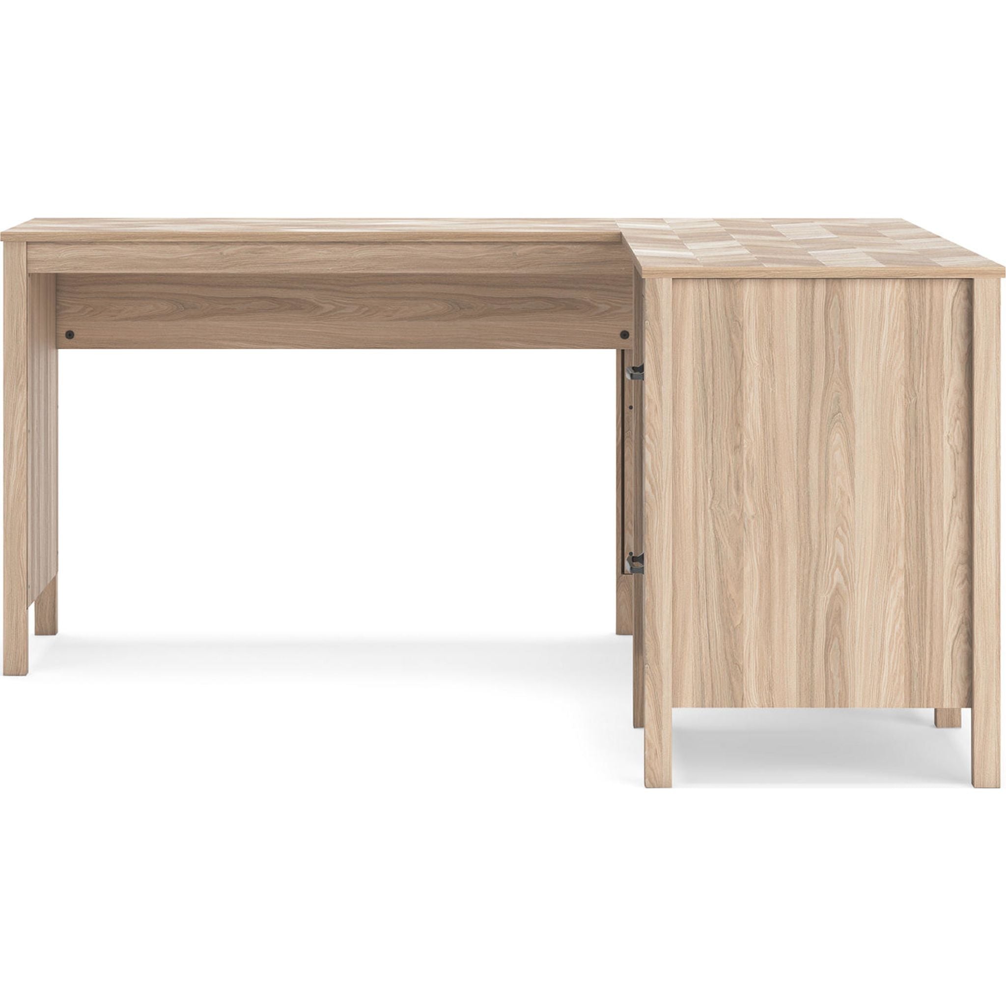 Battelle Modern Wooden Office Desk in Tan - Stylish Home & Office Workspace for Professionals & Remote Workers