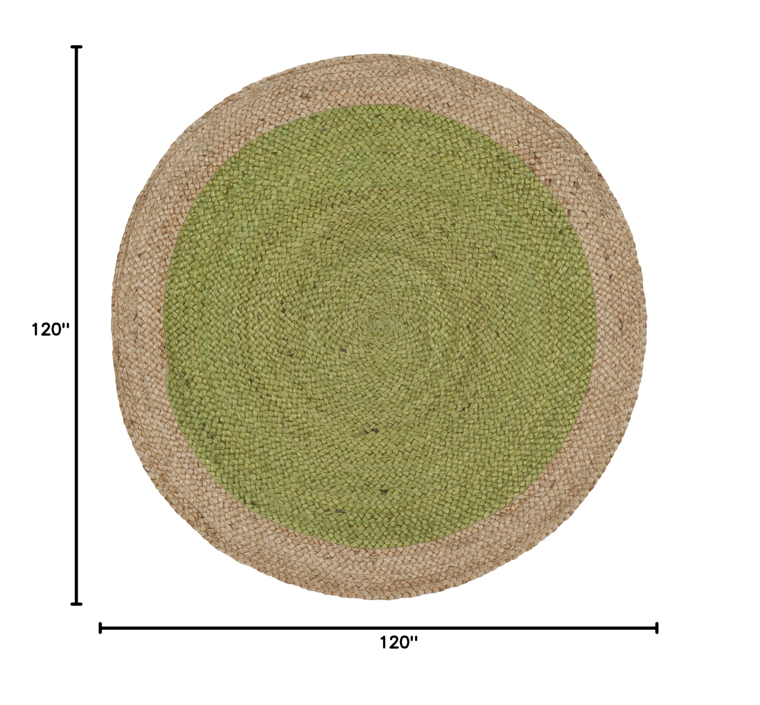 SAFAVIEH Handmade Boho Braided Jute Area Rug - 10' Round Natural Fiber Rug in Green (NF801G) - Perfect for Living Room, Bedroom, or Boho Chic Home Decor
