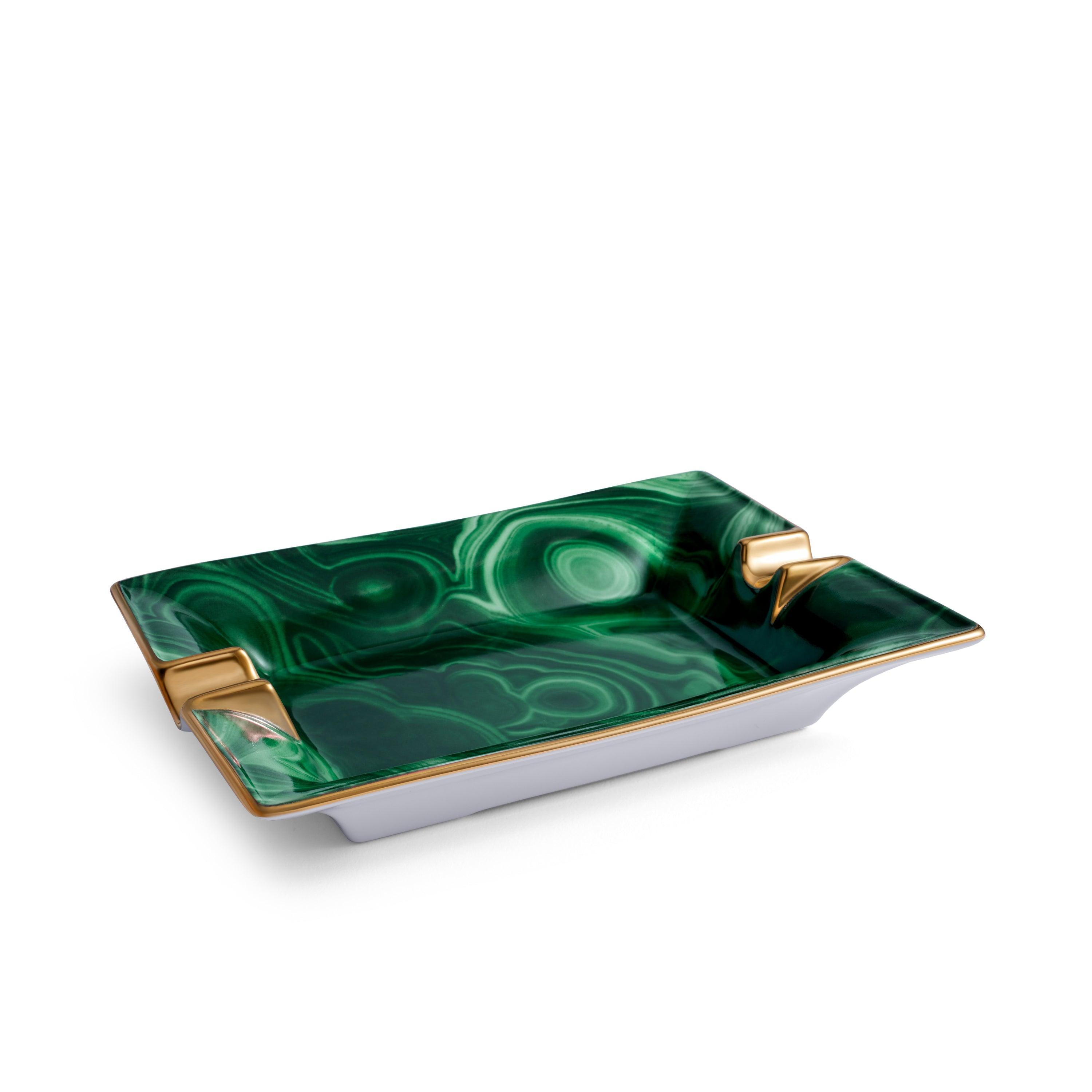 Handmade Malachite Stone Ashtray - Premium Green Gemstone Cigar Tray for Smoking Accessories | Perfect for Home, Office & Outdoor Use