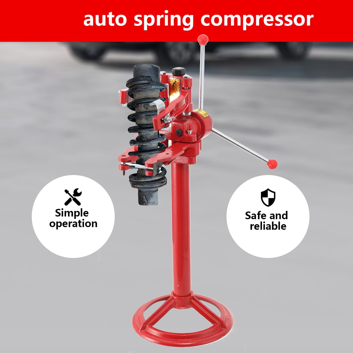 Auto Spring Compressor Tool - Heavy Duty 20 Inch Max Height Strut Coil Spring Press for Car Suspension Repair | Hand Operated Shock Spring Compressor Kit | Perfect for DIY Mechanics & Professional Auto Shops