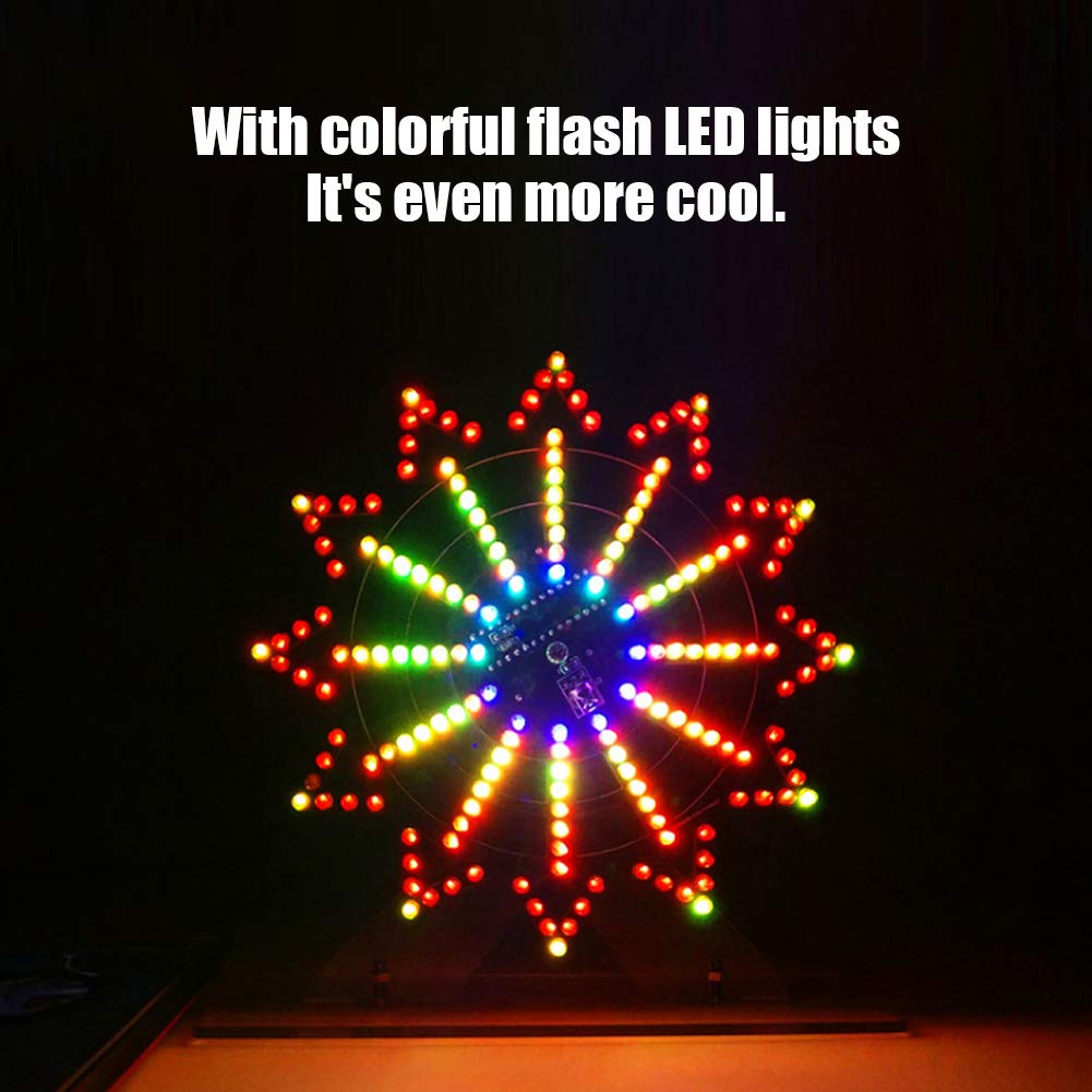 DIY LED Ferris Wheel Kit with 12x12 Dot Design - Electric Rotating Transparent Amusement Ride for Home Decor, Party Centerpiece & STEM Education Projects