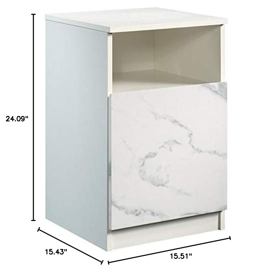 Pemberly Row Engineered Wood Nightstand with Open Storage in Pearl Oak - Modern Bedside Table for Bedroom, Living Room & Guest Room