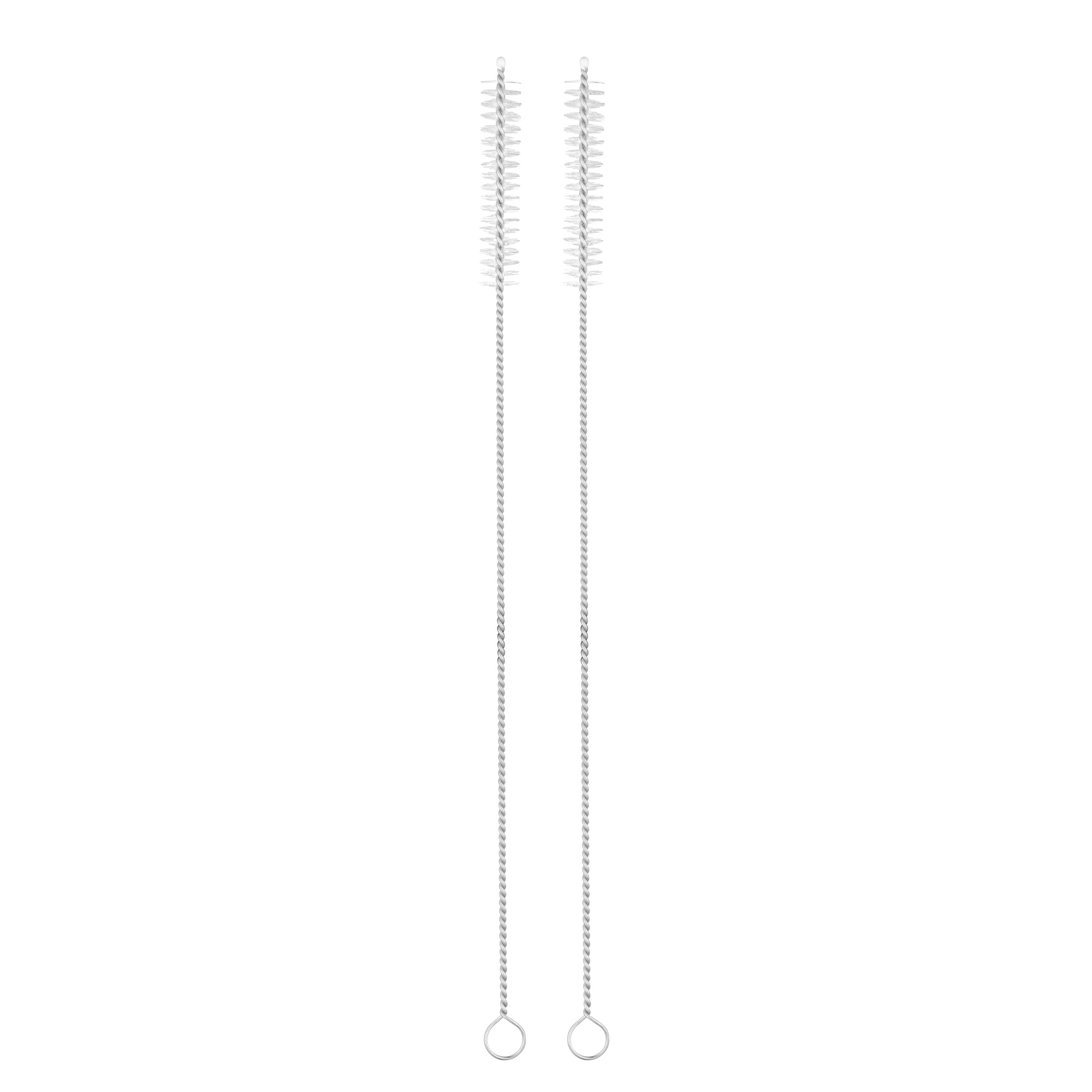 Premium Stainless Steel Straw Cleaning Brush - 2 Pack, Reusable & Durable Bar Lux Silver Design (9.5