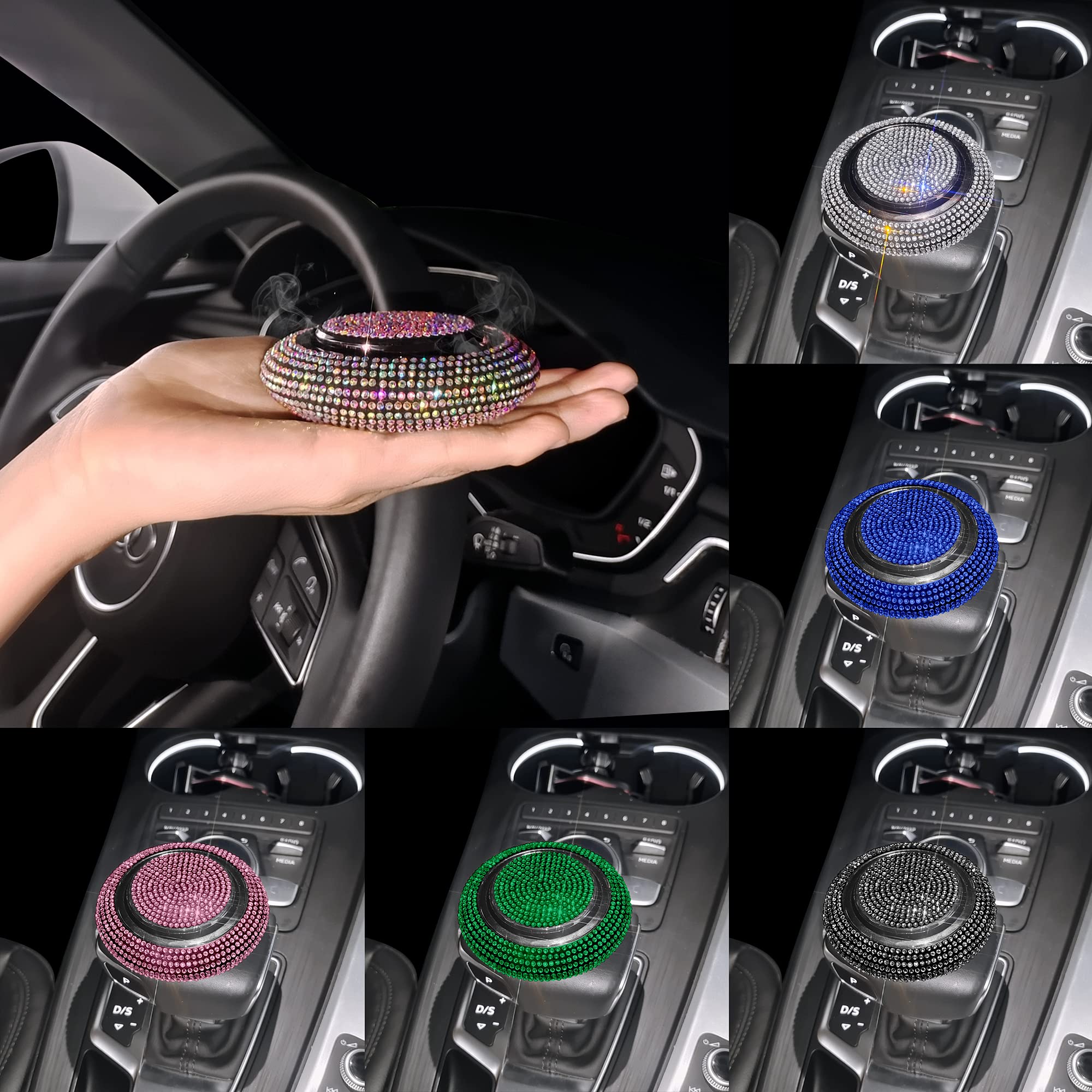 Glitter Rhinestone Crystal Diamond Car Air Freshener - Red Solid Car Perfume for Air Vent, Long-Lasting Fragrance Car Accessories for Interior Decor & Freshness