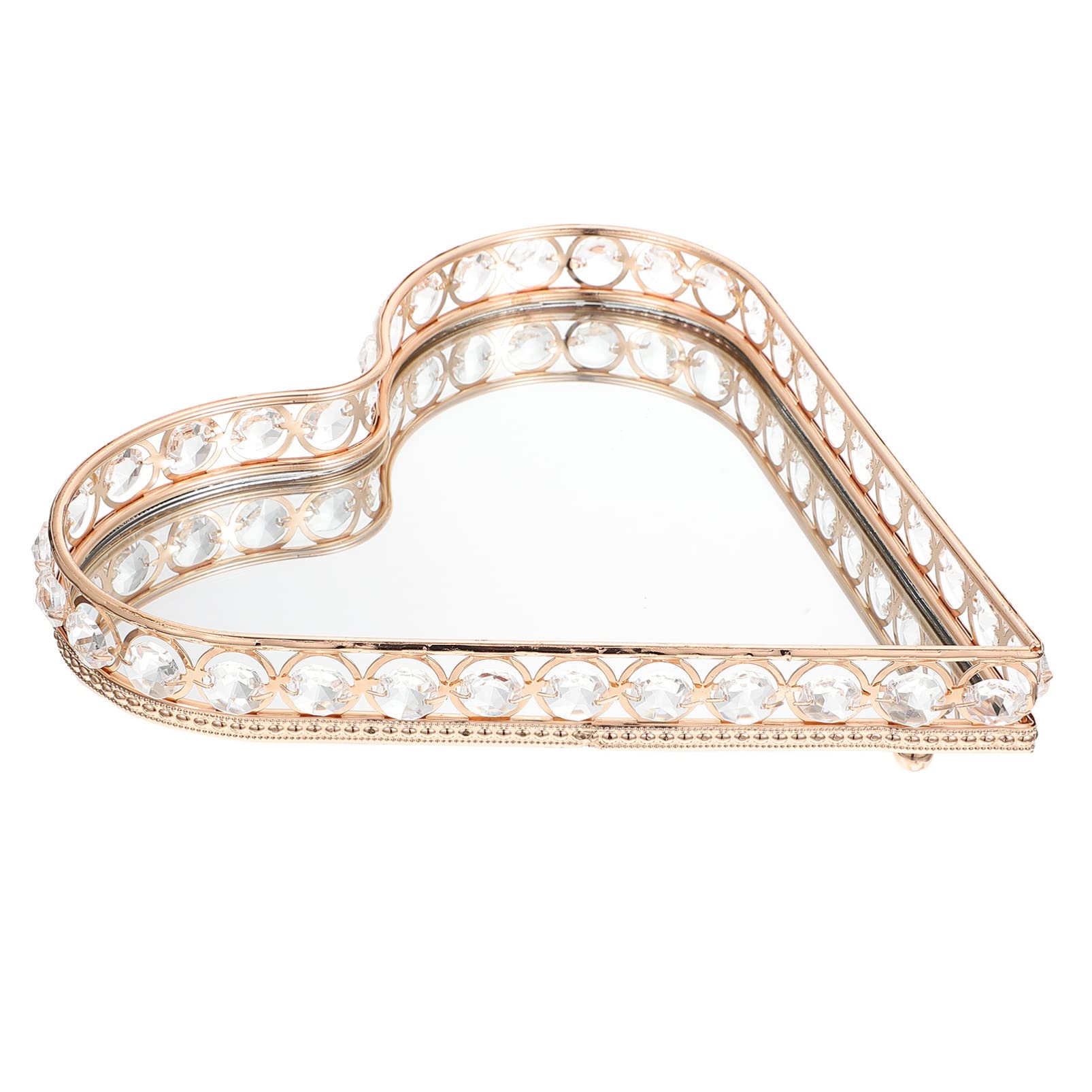 Garneck Gold Mirror Jewelry Tray - Heart Shaped Vanity Tray for Perfume, Makeup & Jewelry Organizer - Decorative Acrylic Dresser Tray with Ornate Design - Perfect for Guest Storage, Bathroom Counter & Bedroom Decor