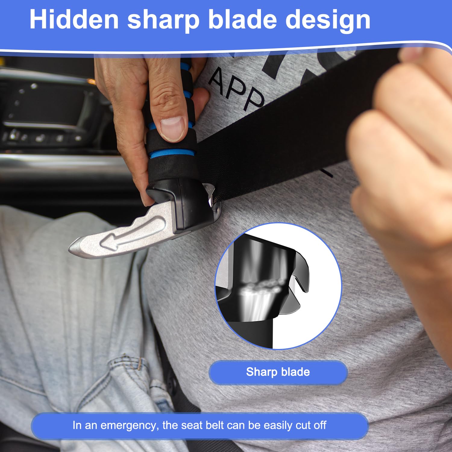 2 Pack 3-in-1 Car Handle Assist for Seniors & Handicapped - Car Door Support Handle with Window Breaker & Seatbelt Cutter, Multifunction Car Door Latch Handle for Elderly Safety and Accessibility in Cars, SUVs, and Trucks