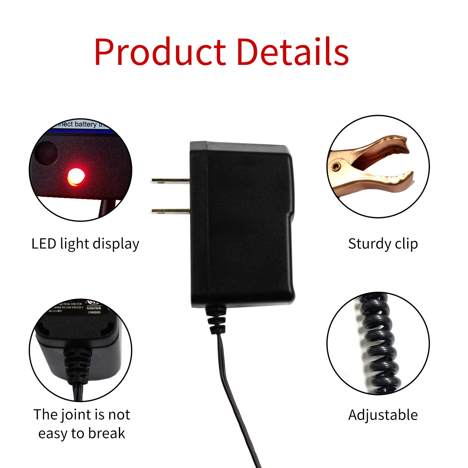 12V Auto Battery Trickle Charger for Car, Boat, Motorcycle - Home & RV Use
