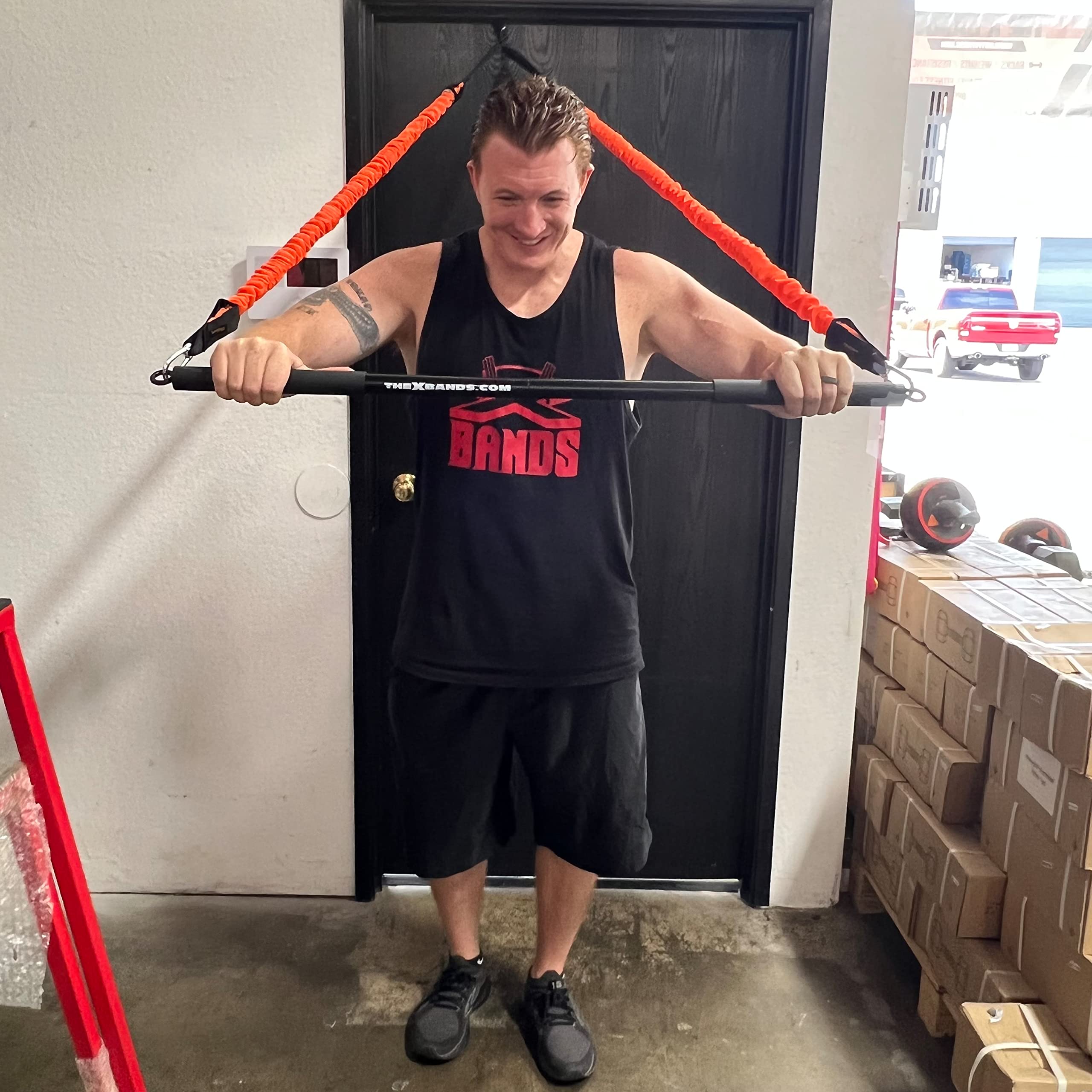 Extra Strong Resistance Bands Set - 3-Piece Steel Bars with Long Exercise Bands for LAT Pull Down, Bicep & Tricep Workouts - Home Gym & Travel Fitness Equipment - Perfect for Strength Training, Muscle Building & Full Body Workouts at Home or On The Go