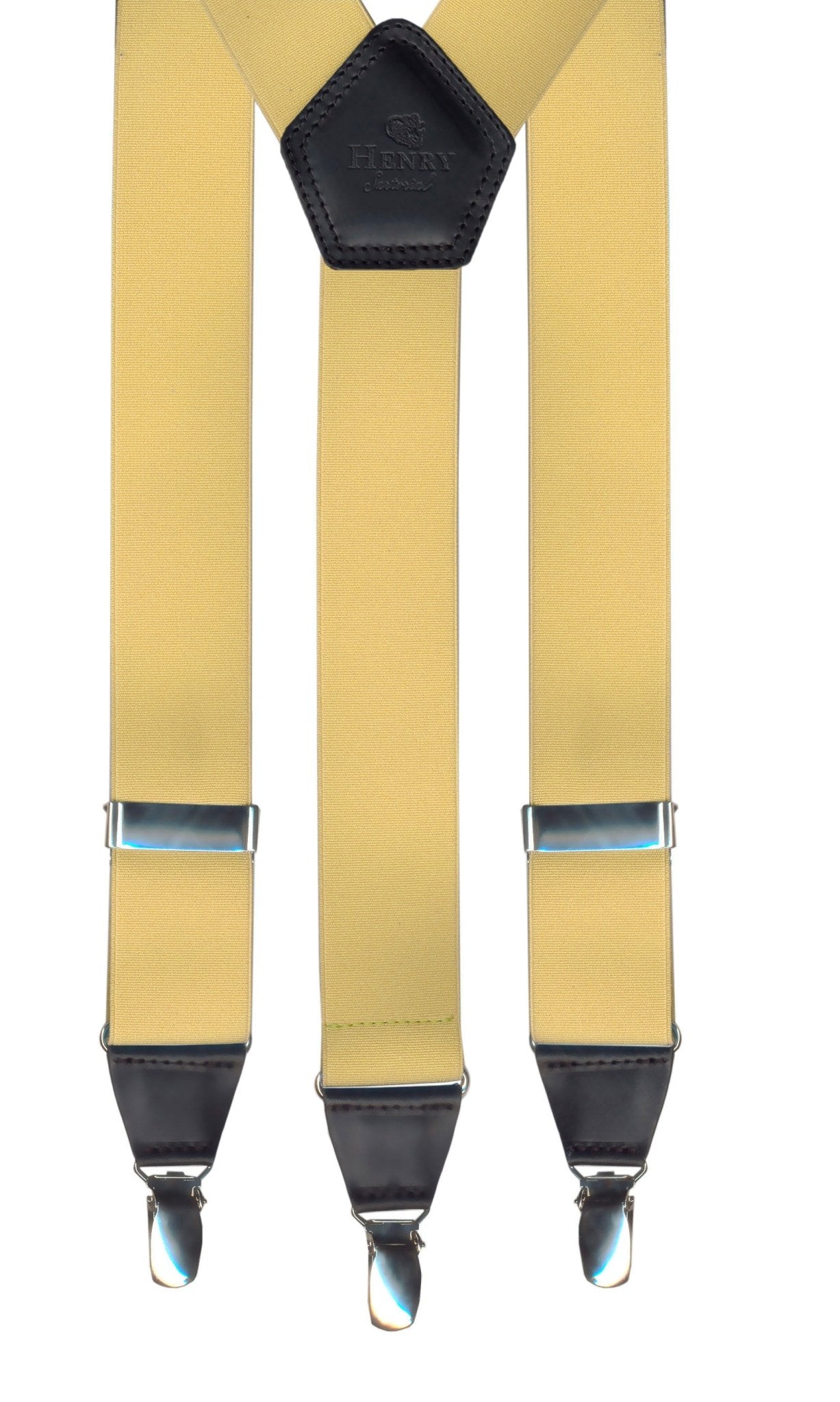 HENERY SARTORIAL x LEYVA Adjustable Suspenders with Metal Clips - Beige Braces for Men's Formal Wear & Vintage Style Outfits