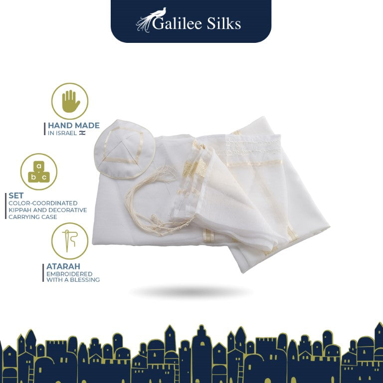 Elegant Cream Paisley Tallit Shawl for Women & Girls - Perfect for Bat Mitzvah, Synagogue Services & Jewish Ceremonies - Soft Prayer Shawl for Religious Occasions & Special Events