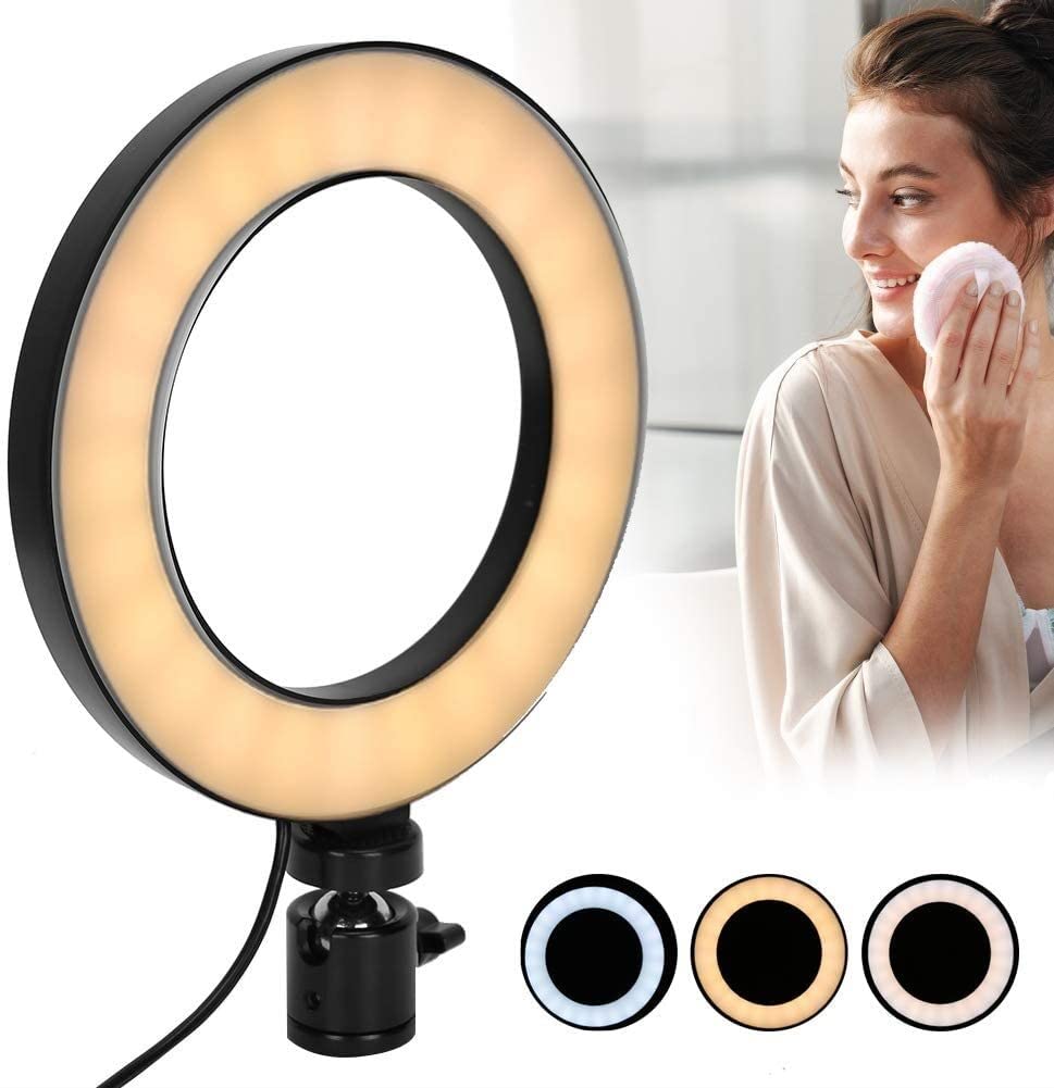 MINJUK 10-inch Ring Light with Tripod Stand - 3 Color Temperature Adjustable LED Fill Light for Live Streaming, YouTube Videos, TikTok Selfies & Photography Lighting (3200K-5600K) - Perfect for Home Studio, Makeup Vanity, Video Conferencing and Content Creation