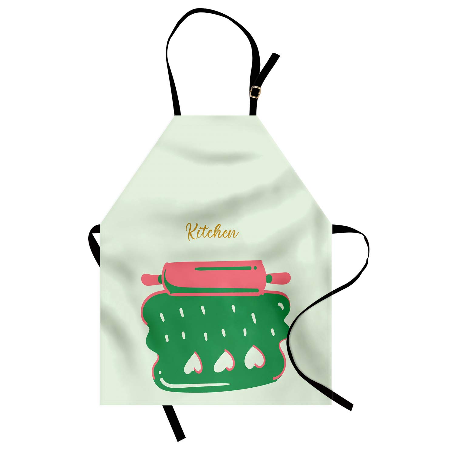 Ambesonne Personalized Chef Apron - Cartoon Baking & Cooking Design with Colorful Rolling Pin Dough Motif - Adjustable Unisex Kitchen Bib for Adults (Fern Green) - Perfect for Home Cooks, Baking Enthusiasts & Culinary Gifts