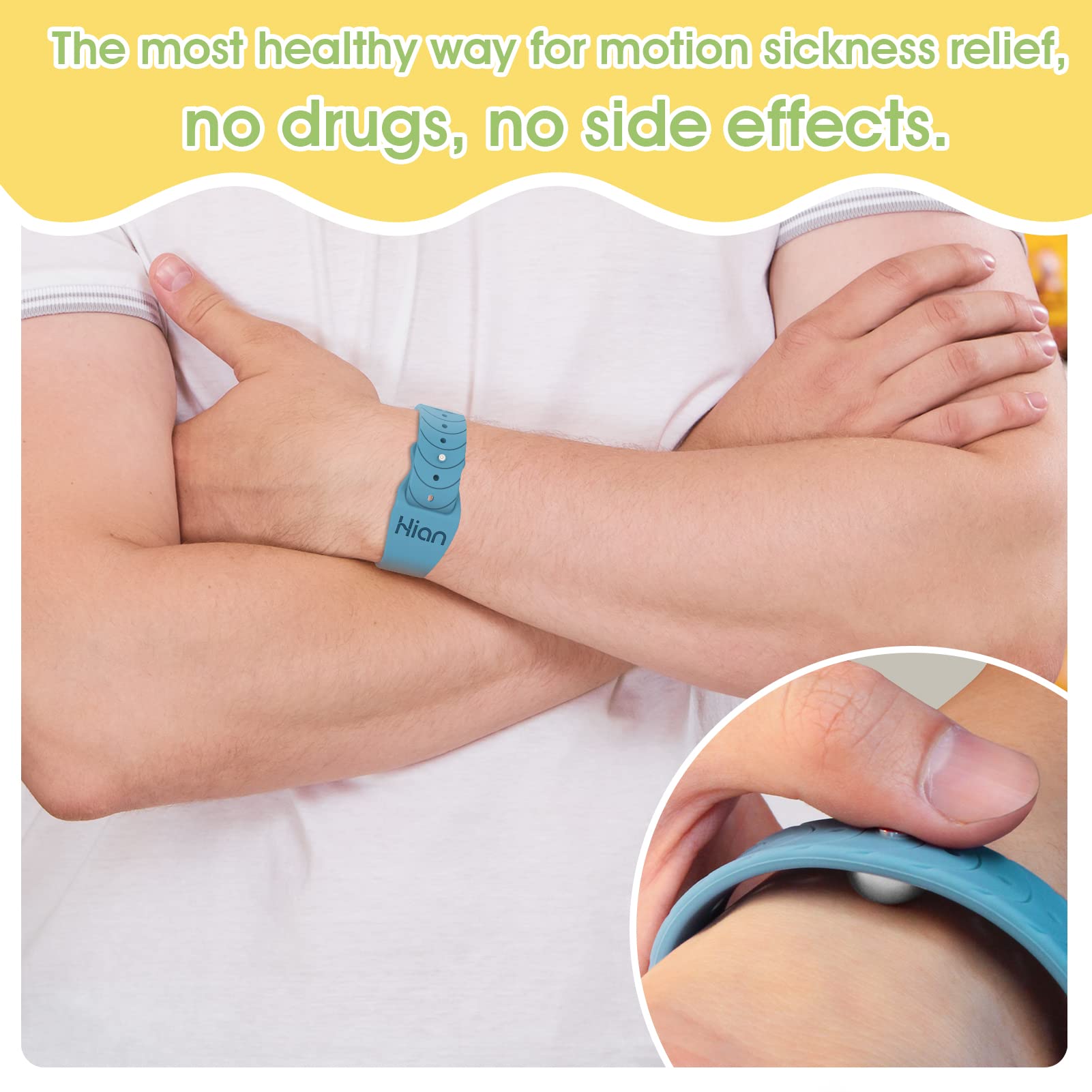 Motion Sickness Bands for Adults & Kids - Adjustable Acupressure Wristbands for Nausea Relief, Headaches, Morning Sickness, Travel & Pregnancy - Natural Remedy for Motion, Car & Sea Sickness (1 Pair Black) - Perfect for Road Trips, Cruises & Air Travel