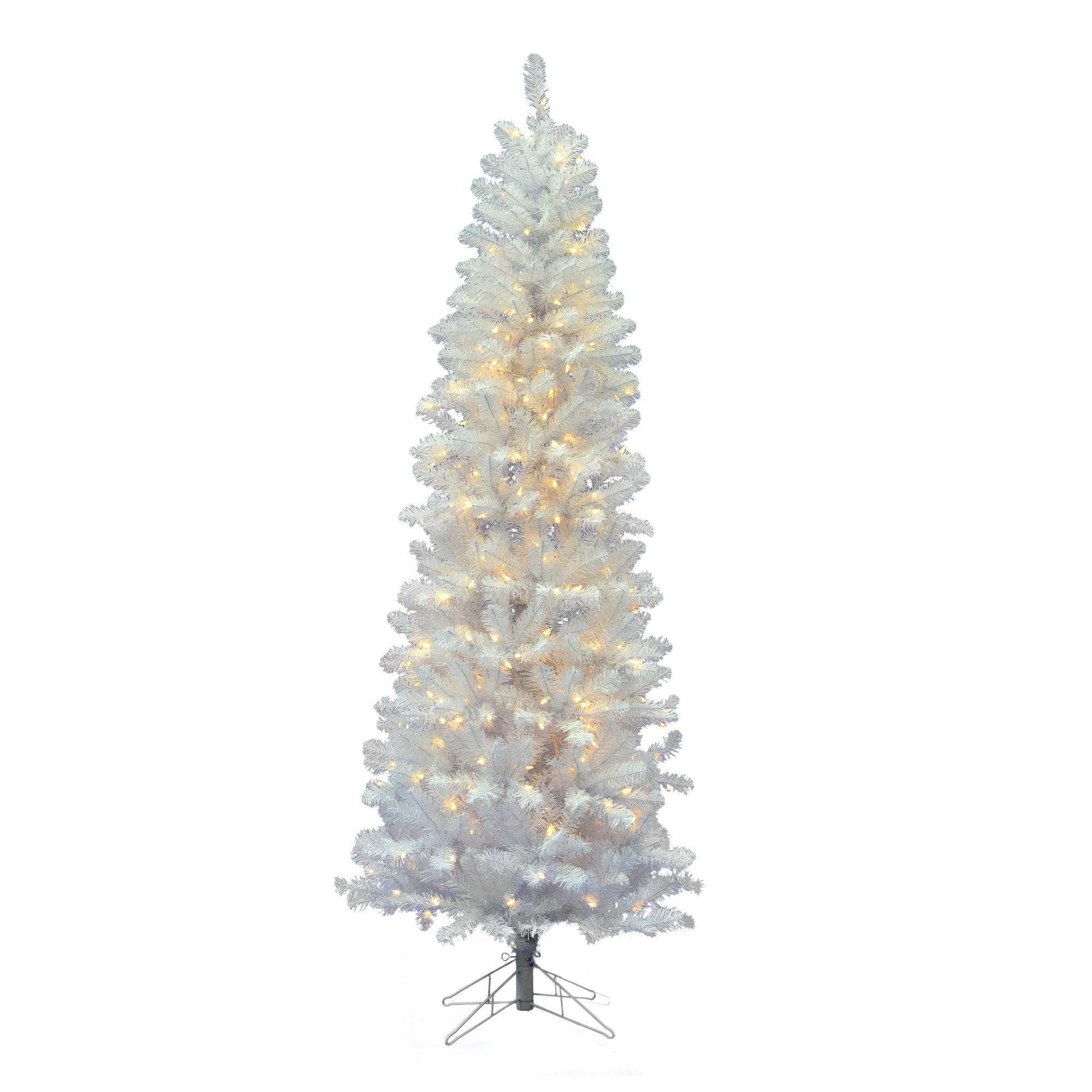 Vickerman 5.5ft White Artificial Christmas Tree with LED Lights - Pre-lit Salem Pine Holiday Decor for Living Room, Office & Seasonal Home Decoration