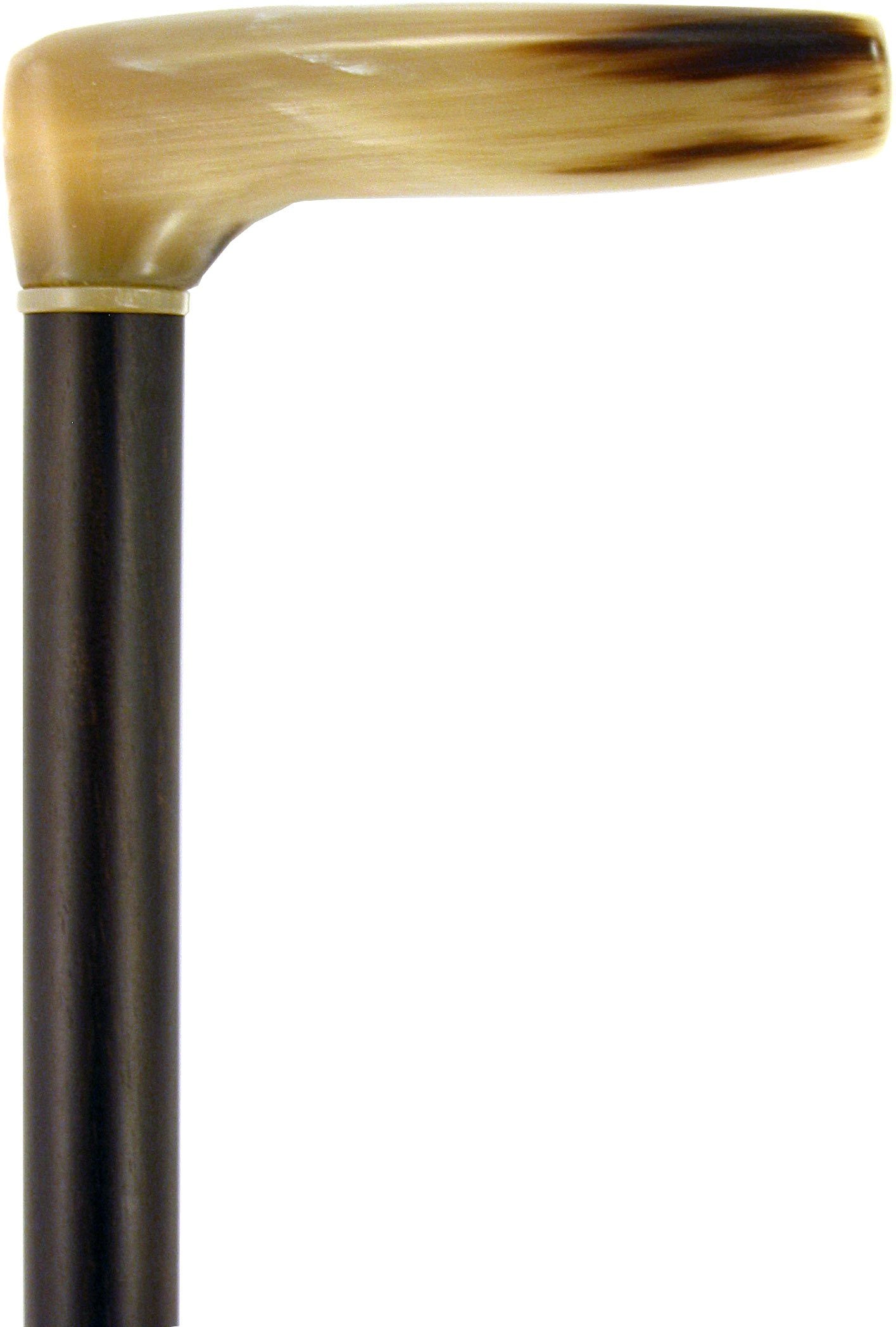 Premium L-Shaped Blonde Horn Derby Walking Cane with Ebony Wood Shaft & Brass Collar - Elegant Mobility Aid for Seniors & Fashionable Walking Stick for Outdoor Use