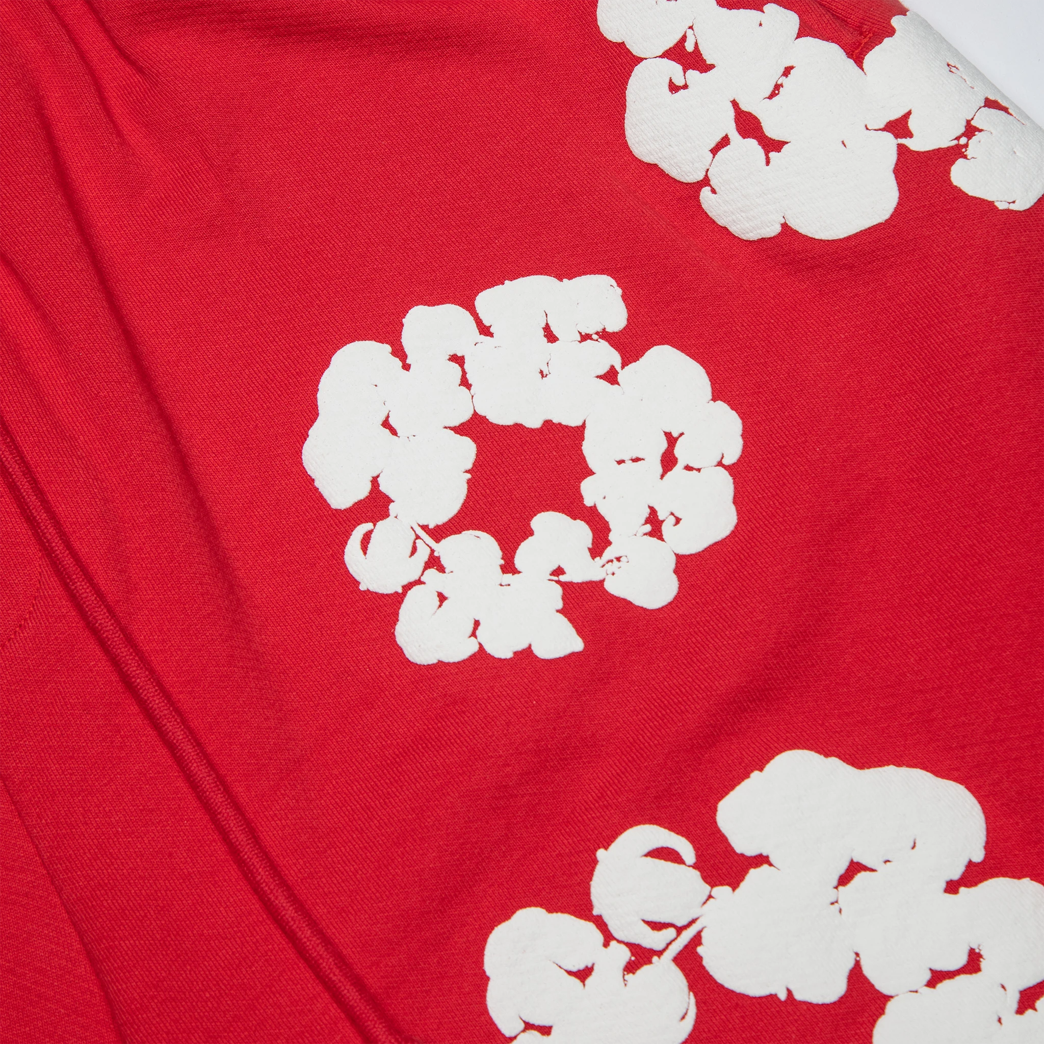 Denim Tears Cotton Wreath Red Denim Shorts for Men - Casual Summer Streetwear Shorts for Outfits & Beach Wear
