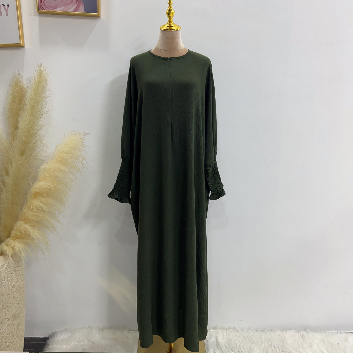 Plain Long Sleeve Bat Prayer Dress for Women - Modest Islamic Abaya - Perfect for Daily Worship, Mosque Visits & Special Occasions