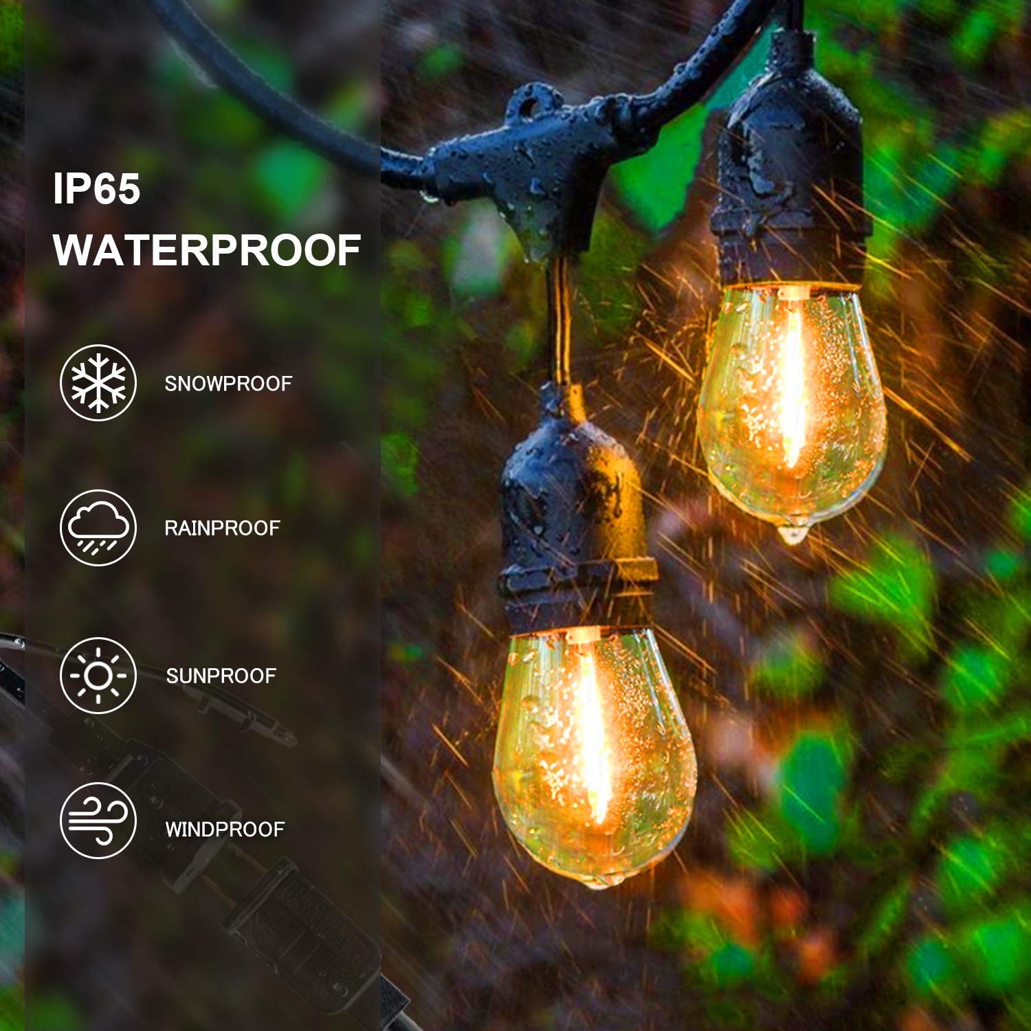 ZOTOYI 100FT Outdoor String Lights - Waterproof IP65 LED Patio Lights with 32 S14 Shatterproof Bulbs (2 Spare), Commercial Grade Heavy-Duty for Outside, Bistro, Cafe, Backyard - 2700K Warm White for Romantic Ambiance & Outdoor Decor