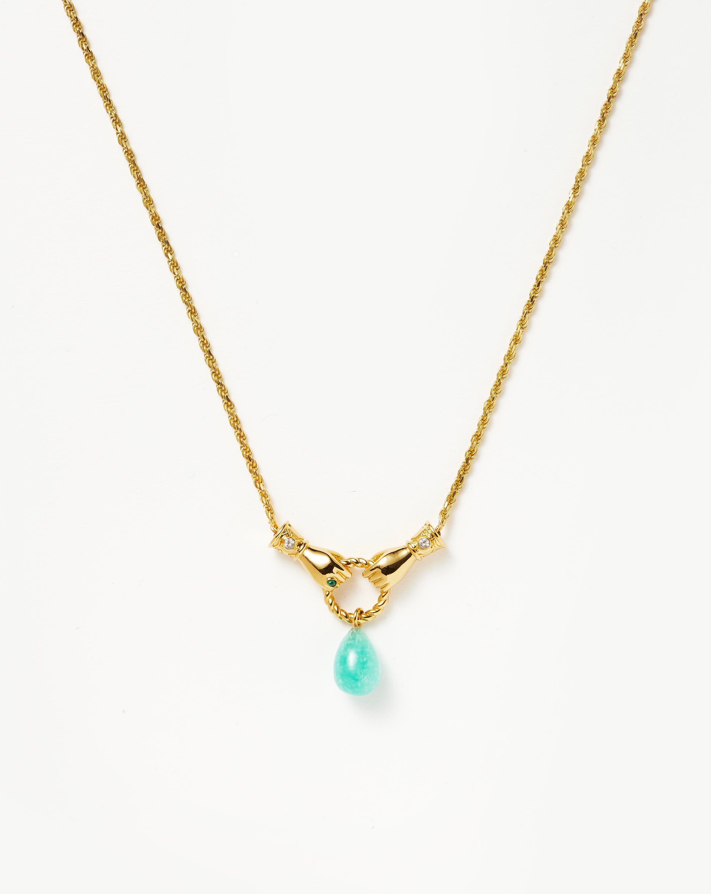 Harris Reed In Good Hands Drop Pendant Necklace - 18k Gold Plated Amazonite & Pearl Jewelry for Women | Elegant Gift for Birthday, Anniversary & Special Occasions