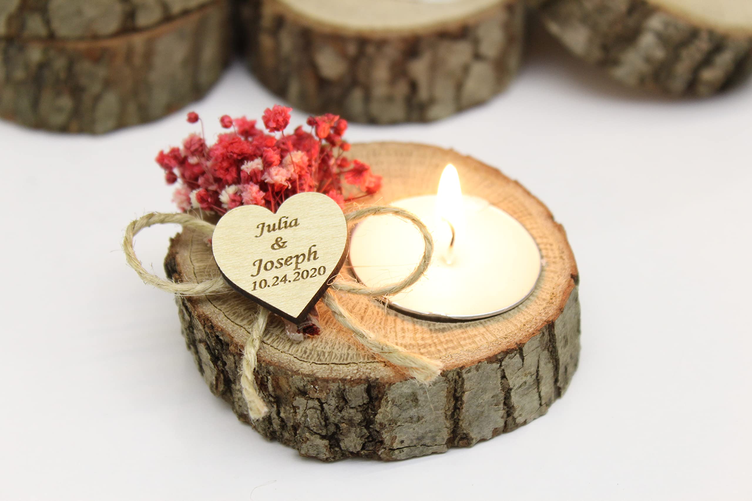 100-Piece Rustic Wood Tealight Candle Holders Bulk Set - Personalized Wedding Favors, Bridal Shower Gifts & Funeral Memorials - Perfect for Wedding Guest Gifts, Home Decor, and Romantic Ambiance Lighting