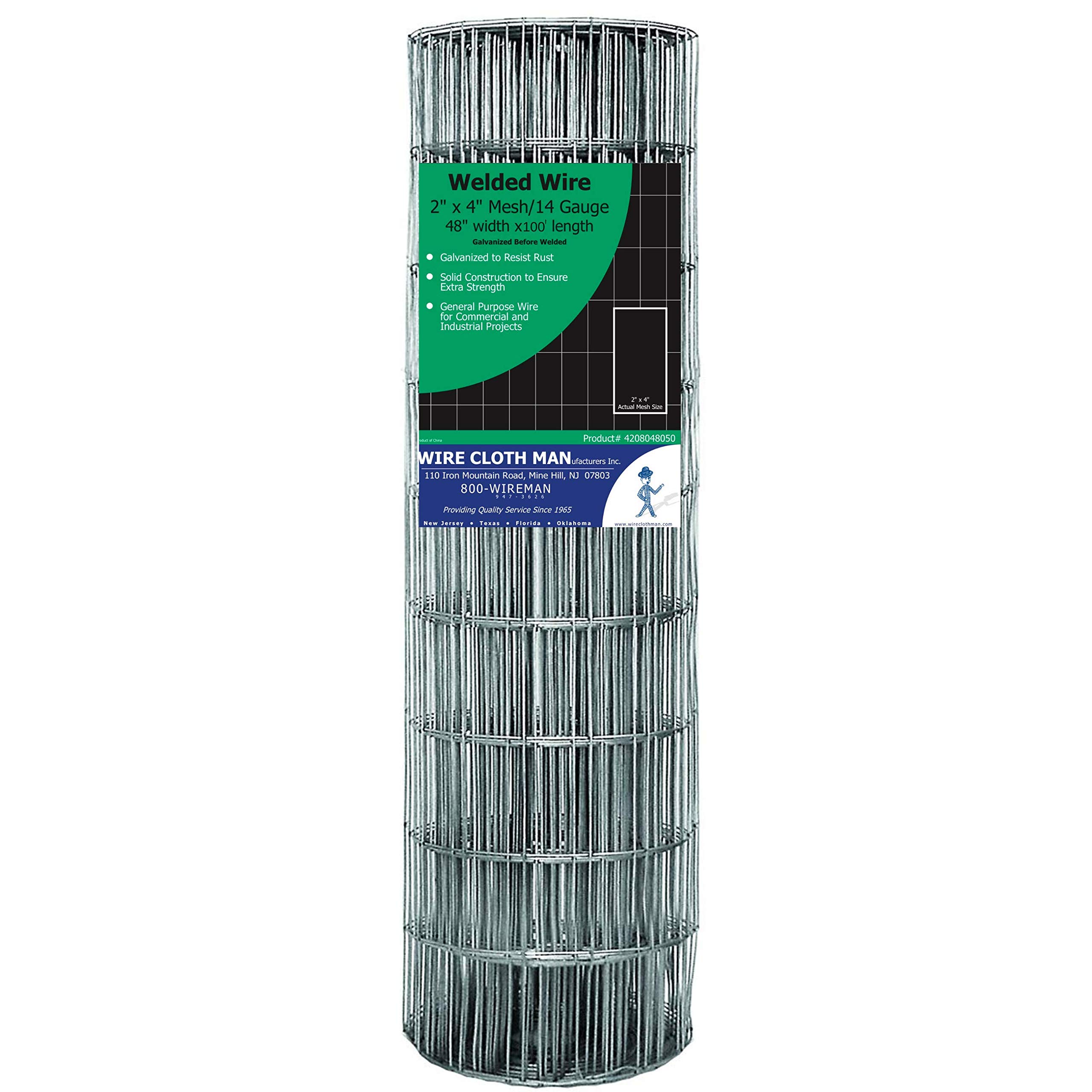 Hot-Dipped Galvanized 14 Gauge Welded Wire Fence - 5'x100' Roll for Farm, Garden & Livestock Enclosure | Heavy Duty Rust-Resistant Fencing for Agriculture, Backyard Security & Animal Protection