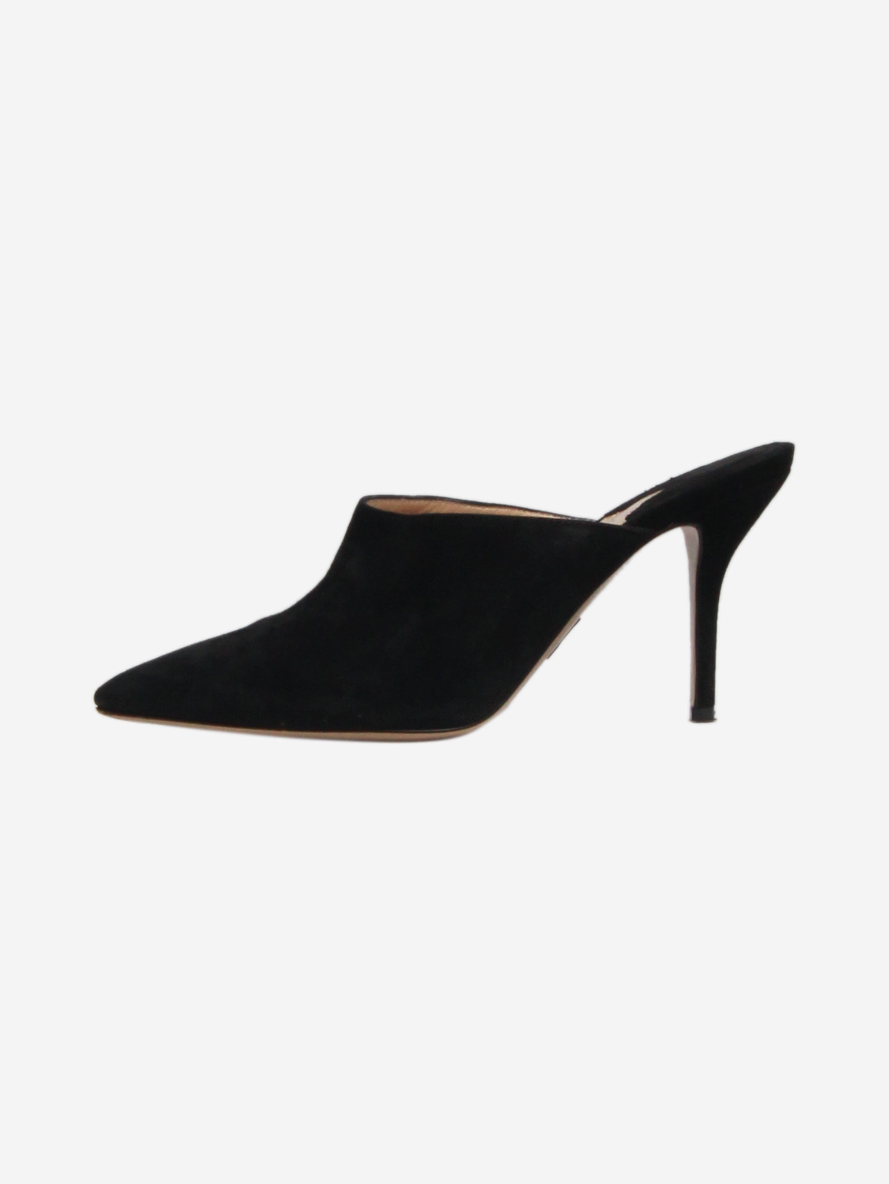 Black Suede Pointed Toe Mules Women's Size EU 37 (US 7) - Comfortable Slip-On Shoes for Office, Party & Casual Wear